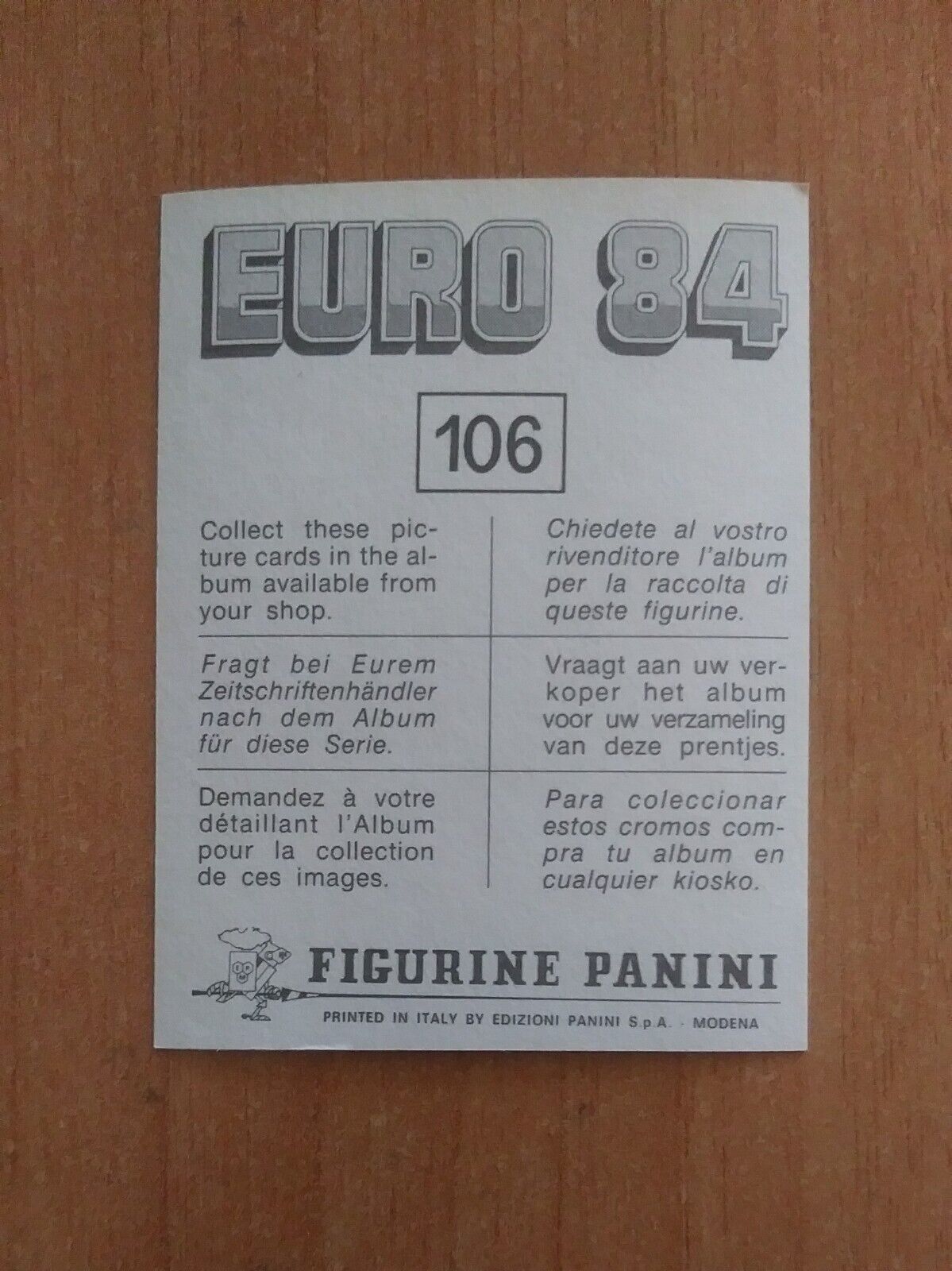 FIGURINE CALCIATORI PANINI EURO 84 (N. 1-127) SCEGLI DAL MENU A TENDINA