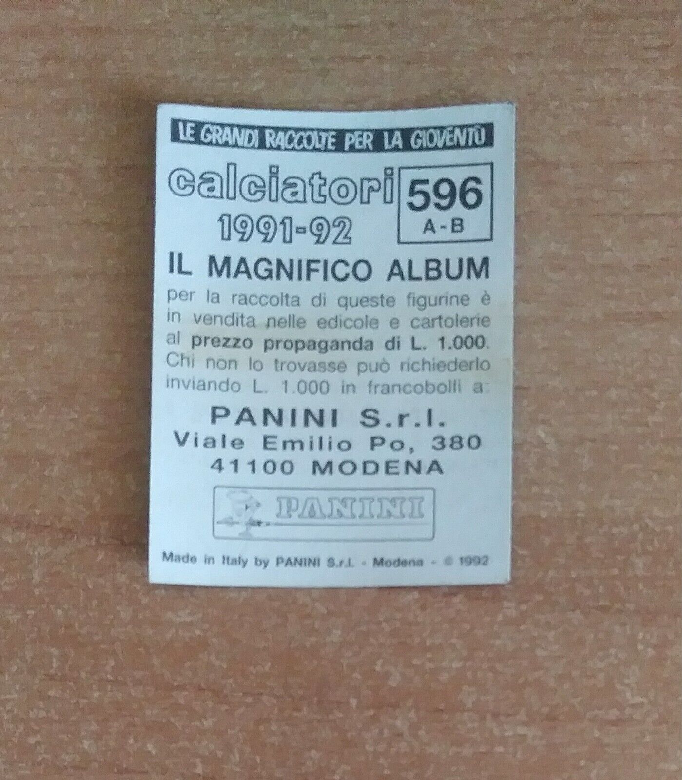 FIGURINE CALCIATORI PANINI 1991-1992 (N. 384-614) SCEGLI DAL MENU A TENDINA