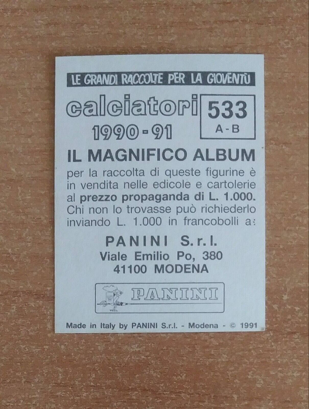 FIGURINE CALCIATORI PANINI 1990-1991 (N. 345-545) SCEGLI DAL MENU A TENDINA