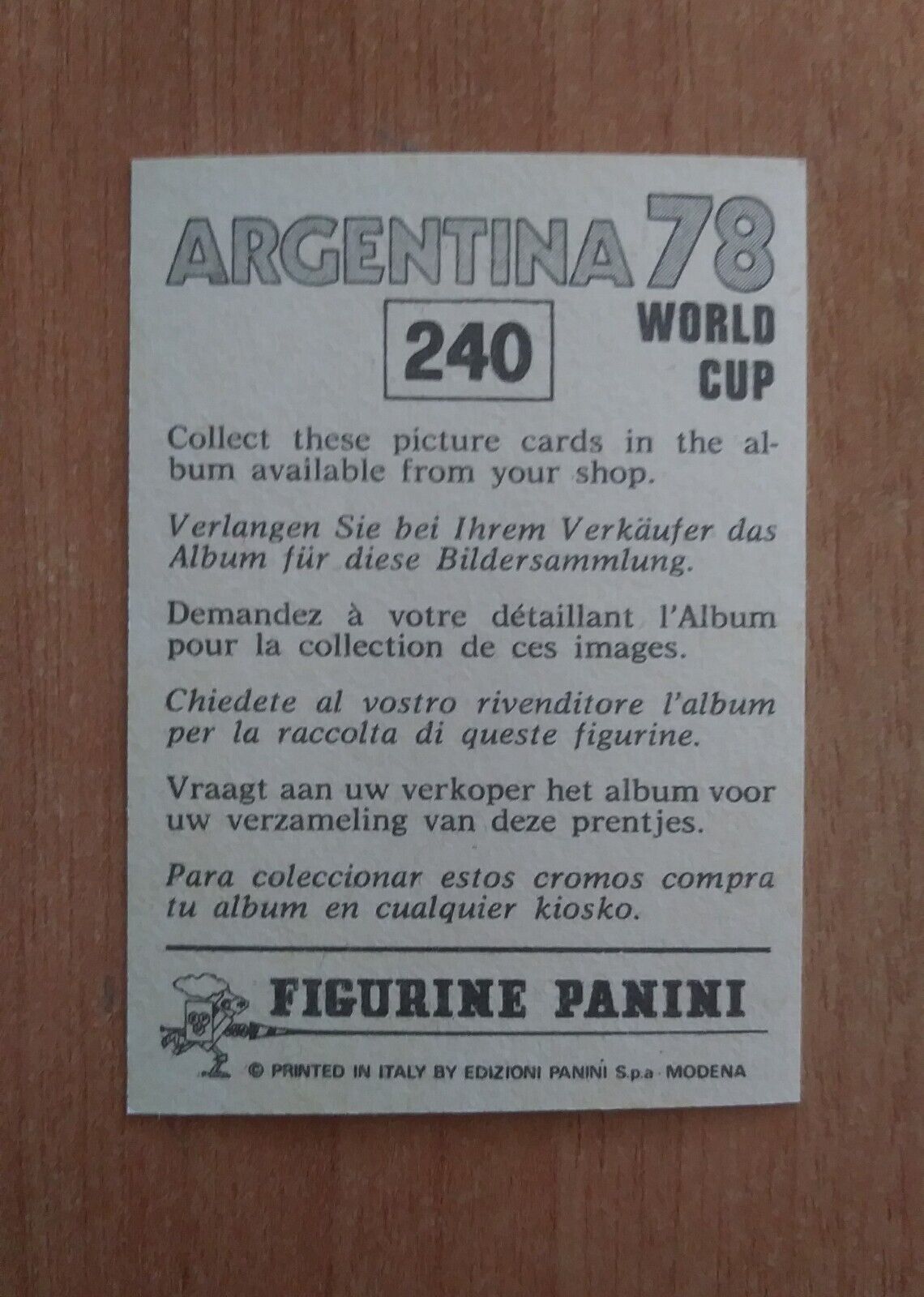 FIGURINE CALCIATORI PANINI ARGENTINA 78 (N. 205-400) SCEGLI DAL MENU A TENDINA