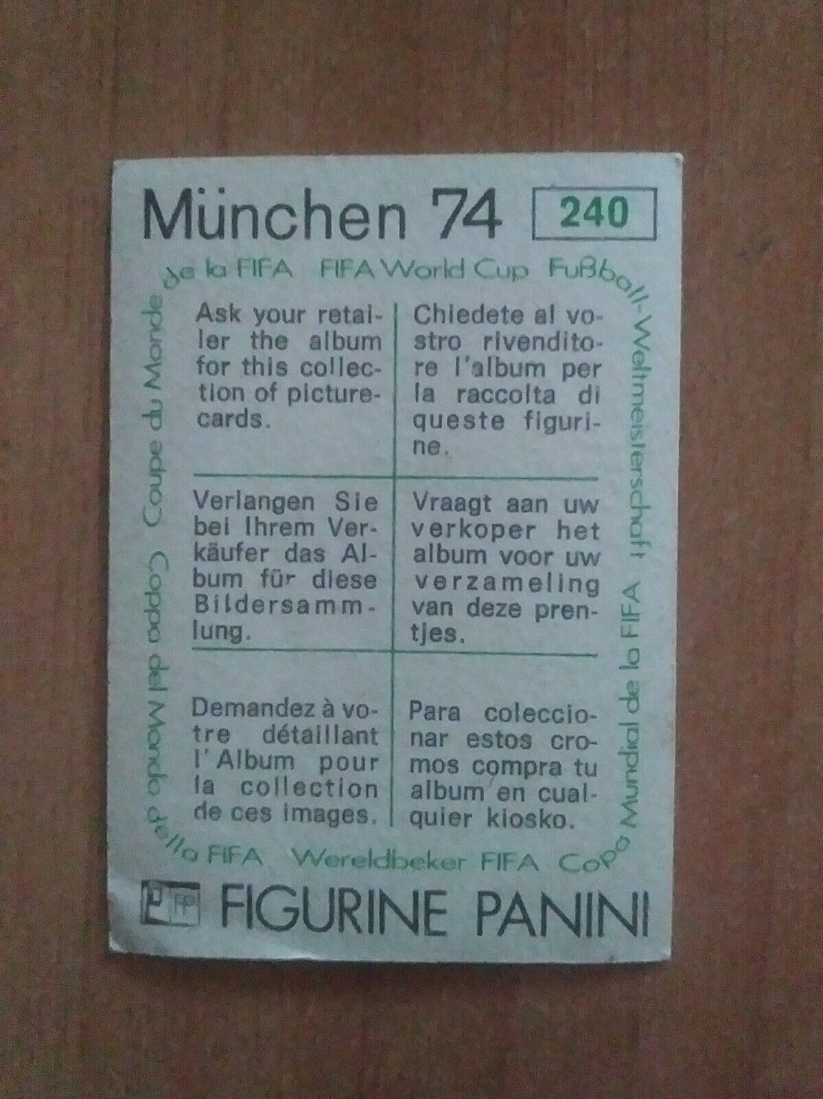 FIGURINE CALCIATORI PANINI MUNCHEN 74 (N. 1-269) SCEGLI DAL MENU A TENDINA