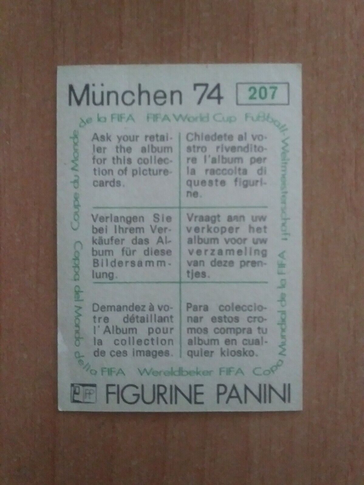 FIGURINE CALCIATORI PANINI MUNCHEN 74 (N. 1-269) SCEGLI DAL MENU A TENDINA