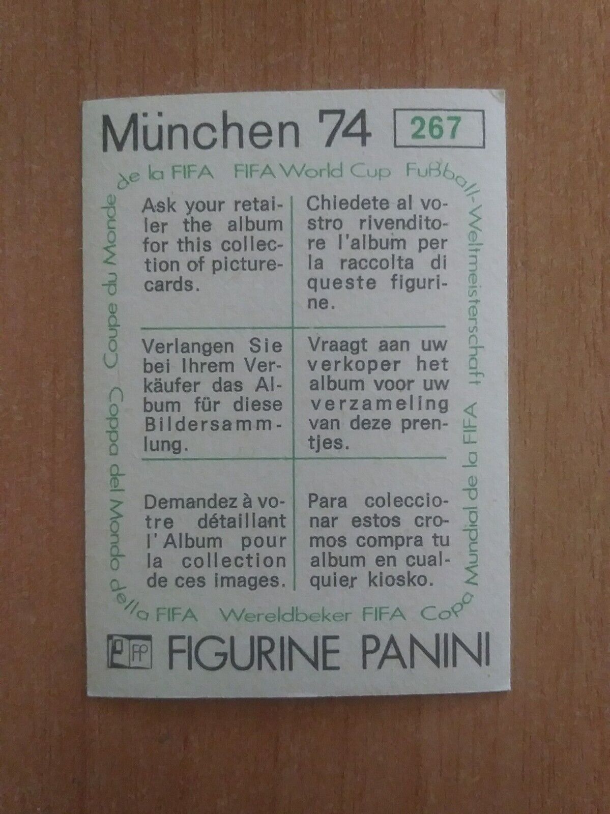 FIGURINE CALCIATORI PANINI MUNCHEN 74 (N. 1-269) SCEGLI DAL MENU A TENDINA