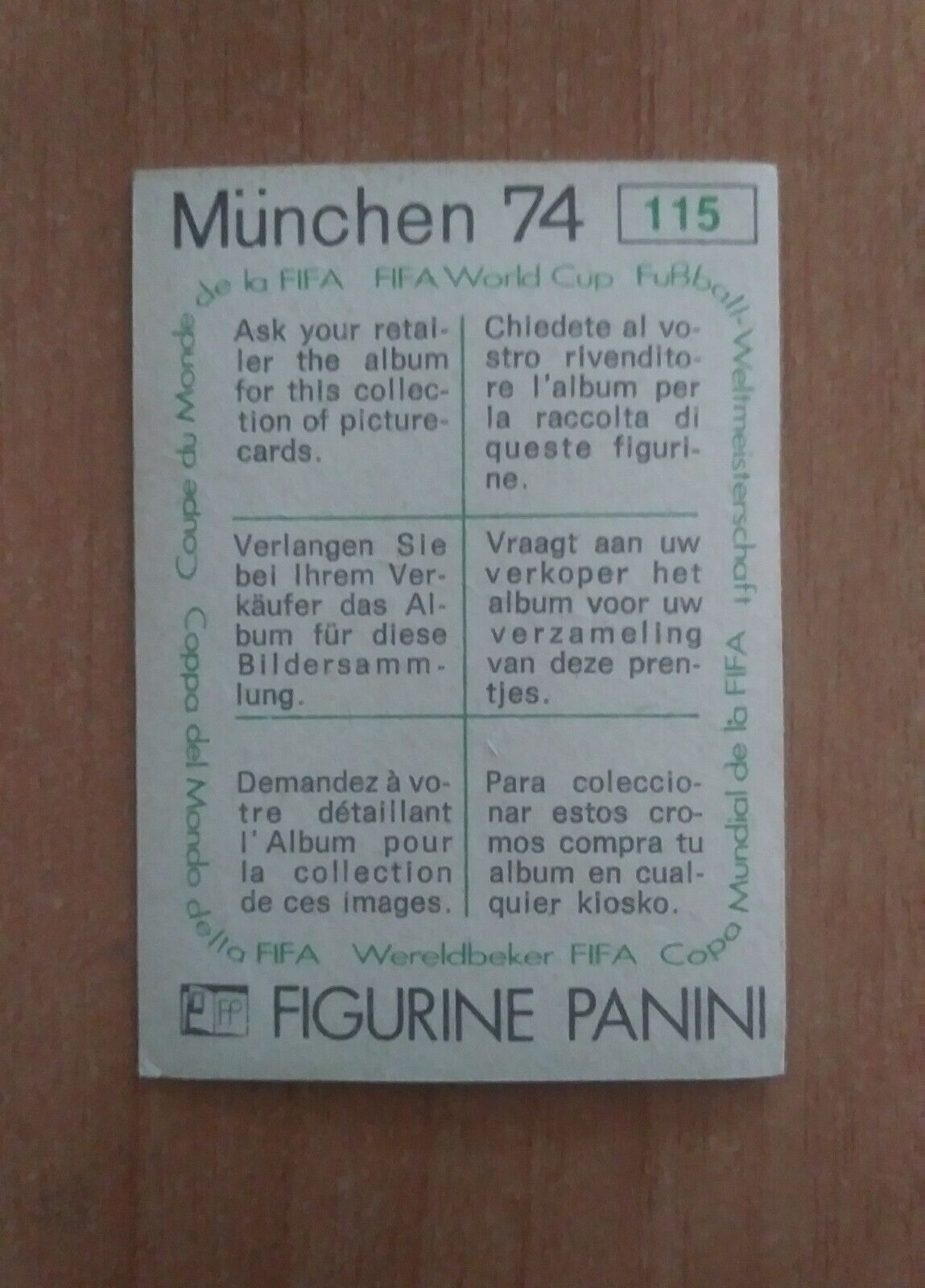 FIGURINE CALCIATORI PANINI MUNCHEN 74 (N. 1-269) SCEGLI DAL MENU A TENDINA