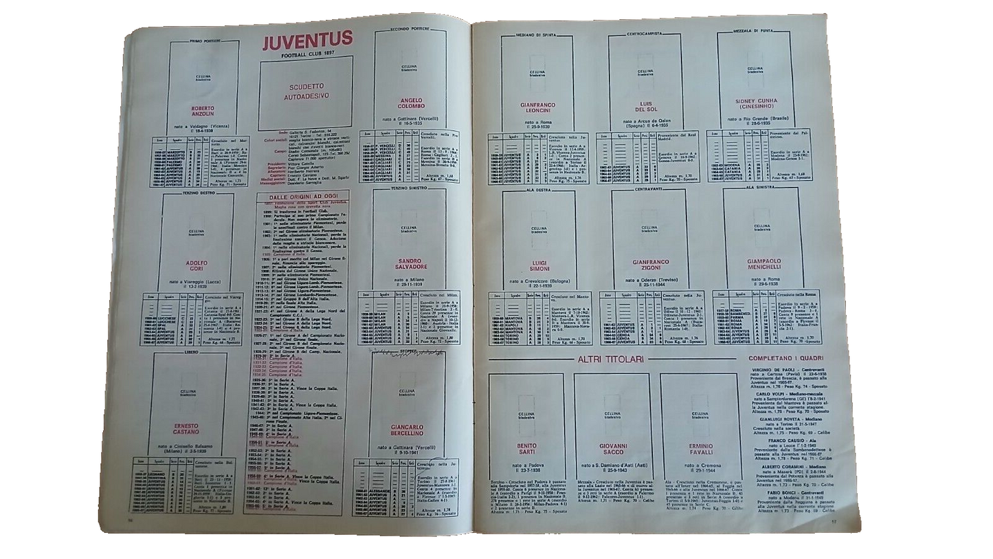 ALBUM CALCIATORI PANINI 1967-68