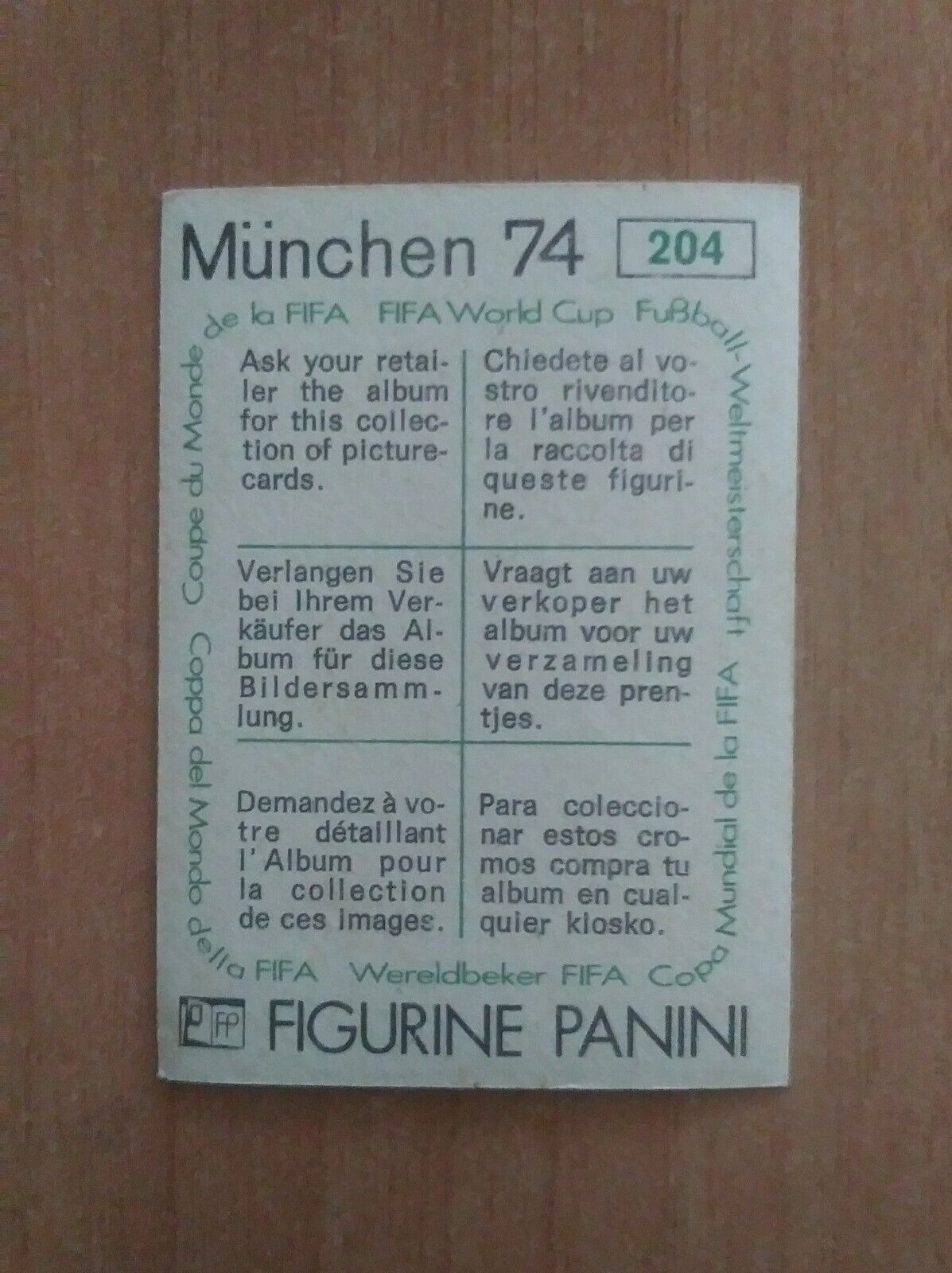 FIGURINE CALCIATORI PANINI MUNCHEN 74 (N. 1-269) SCEGLI DAL MENU A TENDINA