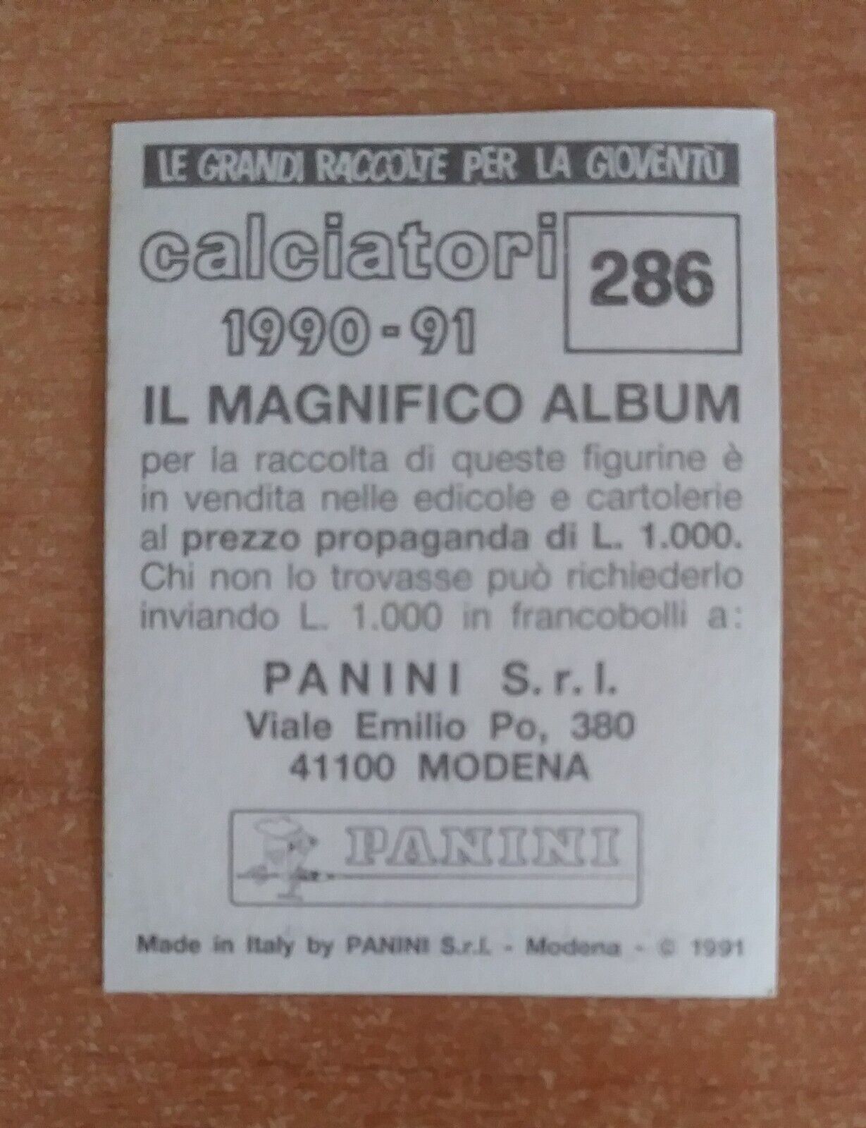 FIGURINE CALCIATORI PANINI 1990-1991 (N. 1-339) SCEGLI DAL MENU A TENDINA