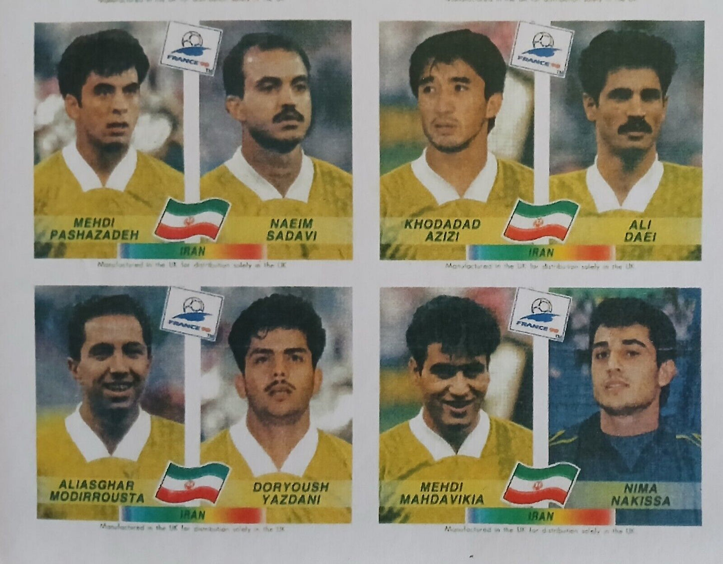 SET COMPLETO FIGURINE - FULL STICKERS SET CALCIATORI PANINI "IRAN" FRANCIA 98