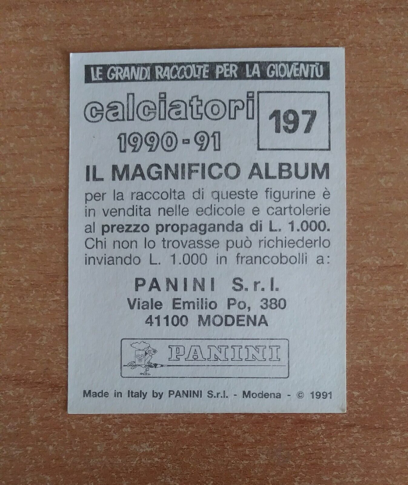 FIGURINE CALCIATORI PANINI 1990-1991 (N. 1-339) SCEGLI DAL MENU A TENDINA