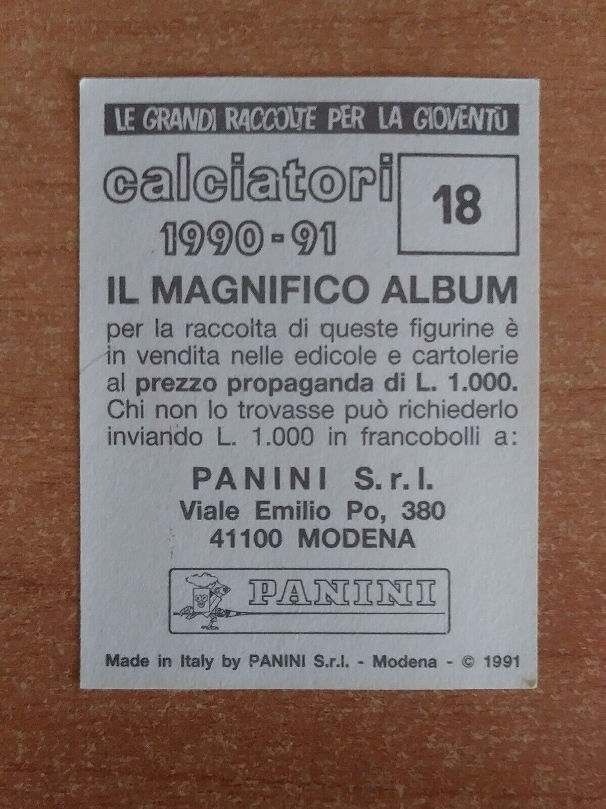 FIGURINE CALCIATORI PANINI 1990-1991 (N. 1-339) SCEGLI DAL MENU A TENDINA