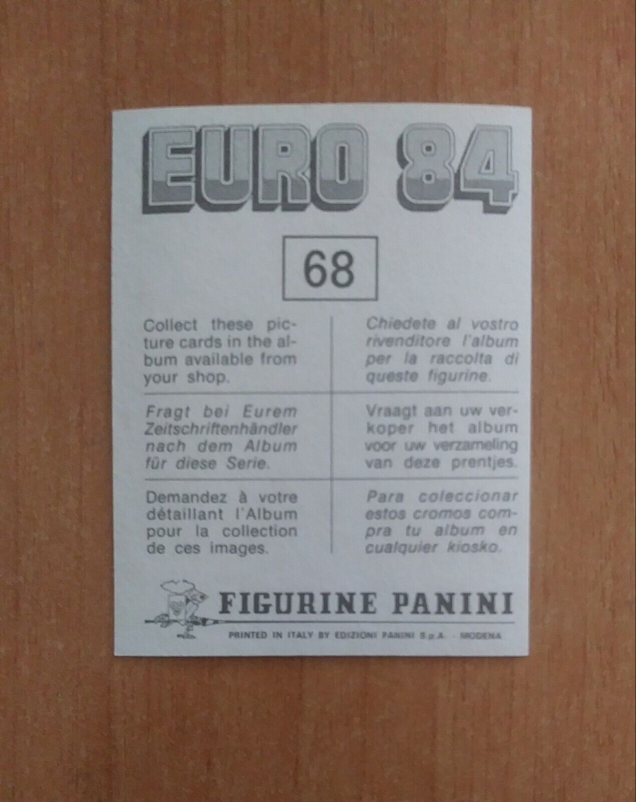 FIGURINE CALCIATORI PANINI EURO 84 (N. 1-127) SCEGLI DAL MENU A TENDINA