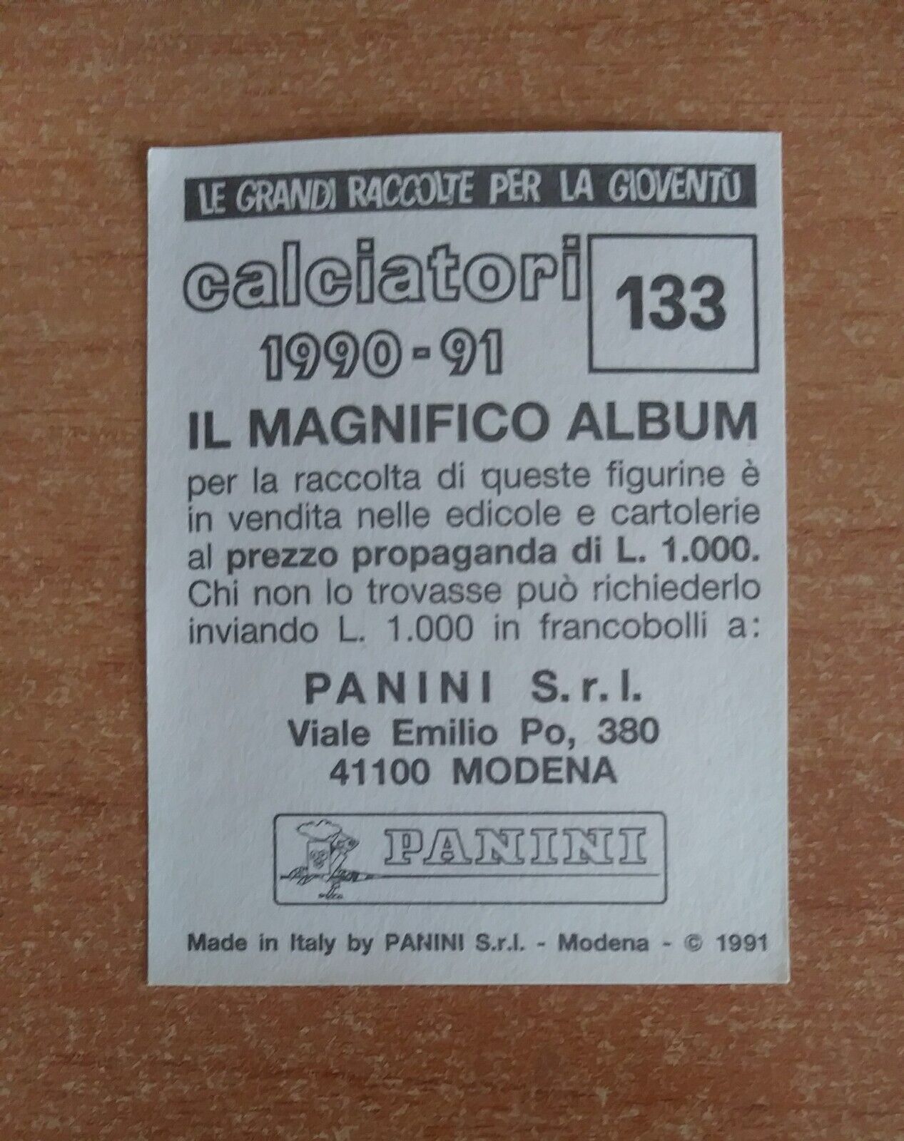 FIGURINE CALCIATORI PANINI 1990-1991 (N. 1-339) SCEGLI DAL MENU A TENDINA