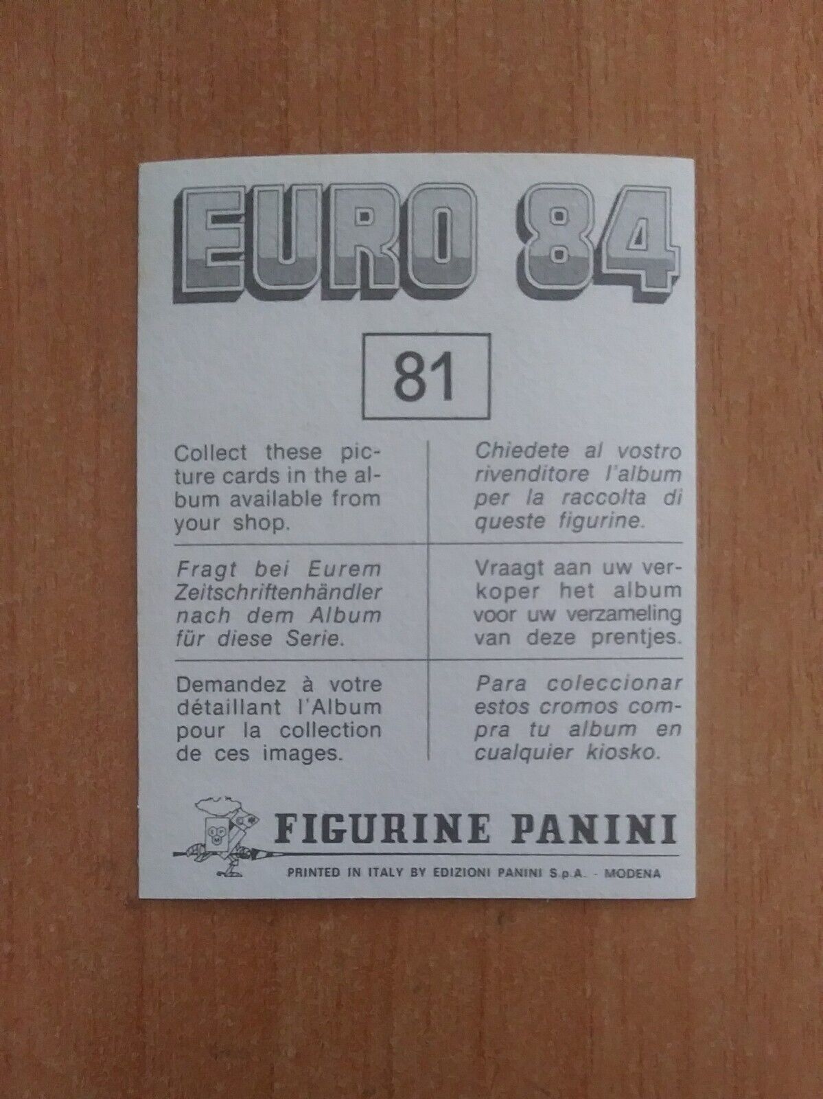 FIGURINE CALCIATORI PANINI EURO 84 (N. 1-127) SCEGLI DAL MENU A TENDINA