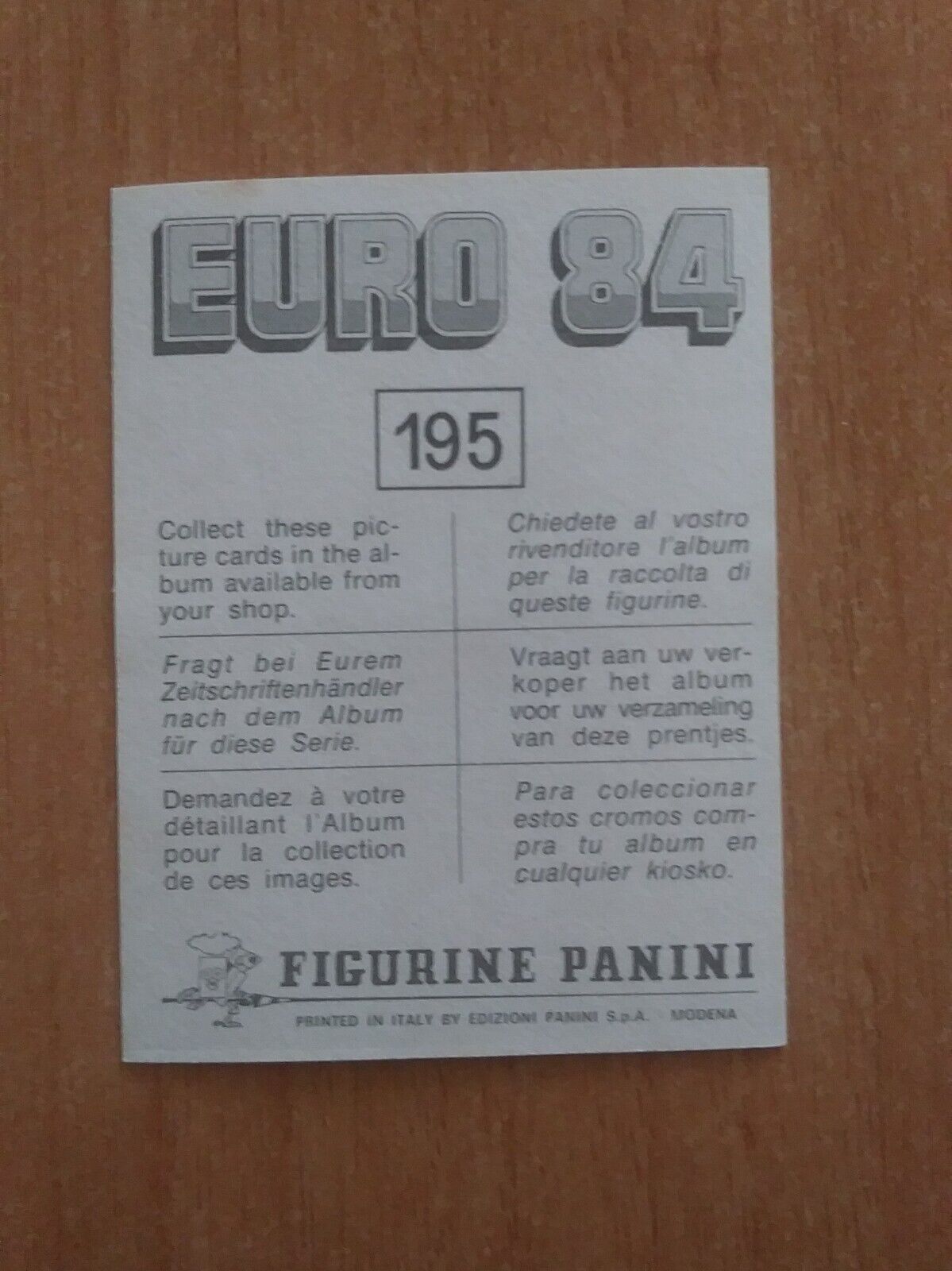 FIGURINE CALCIATORI PANINI EURO 84 (N. 126-258) SCEGLI DAL MENU A TENDINA