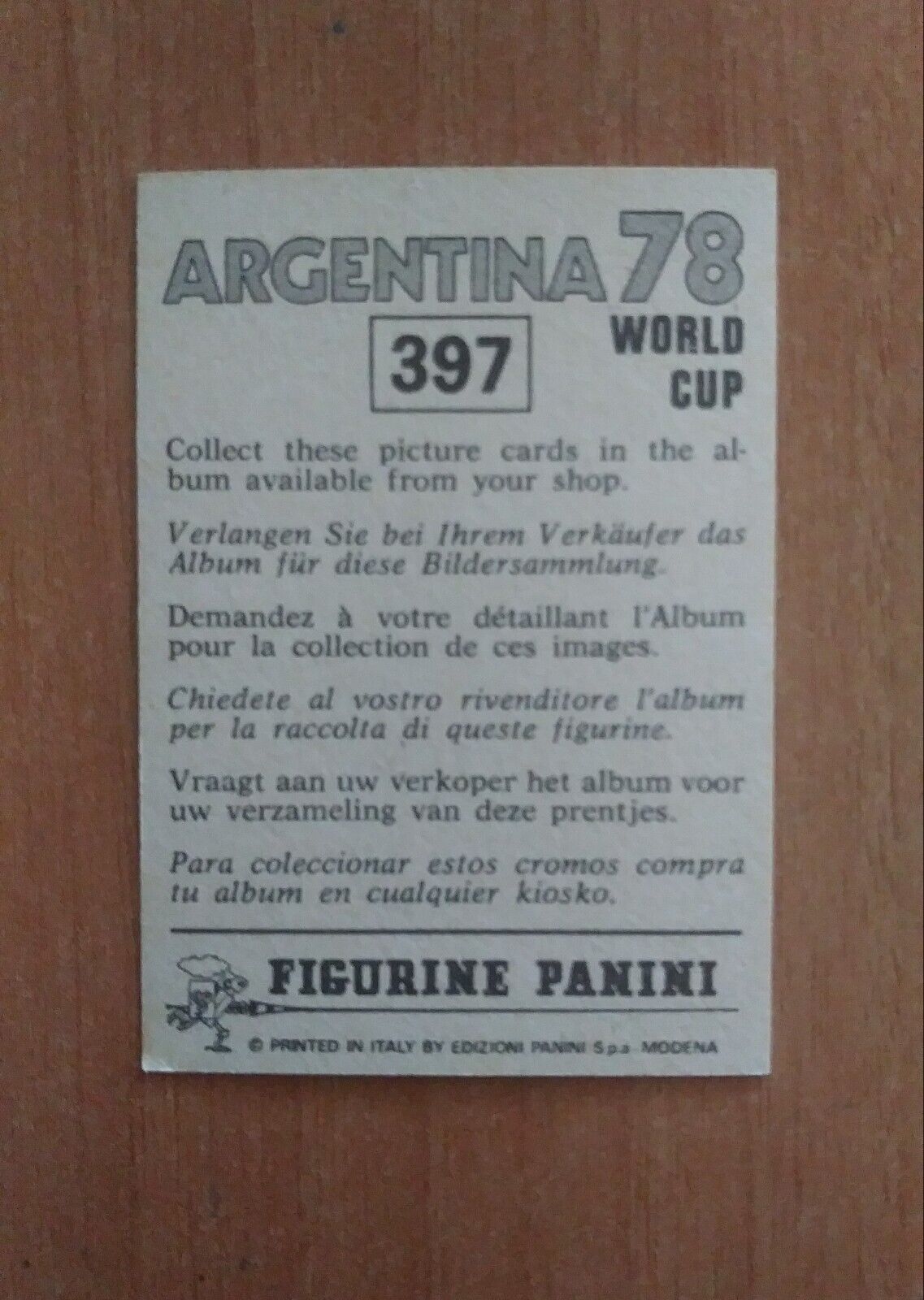 FIGURINE CALCIATORI PANINI ARGENTINA 78 (N. 205-400) SCEGLI DAL MENU A TENDINA