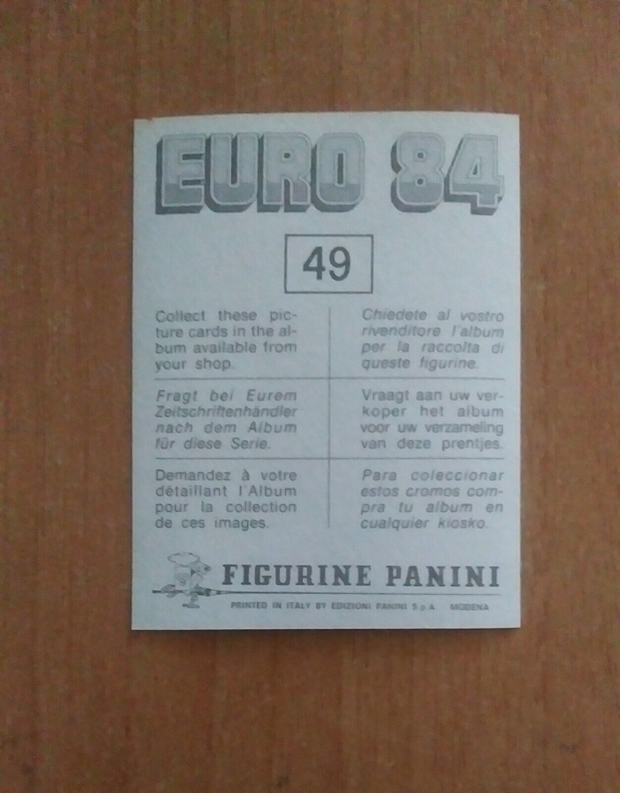 FIGURINE CALCIATORI PANINI EURO 84 (N. 1-127) SCEGLI DAL MENU A TENDINA