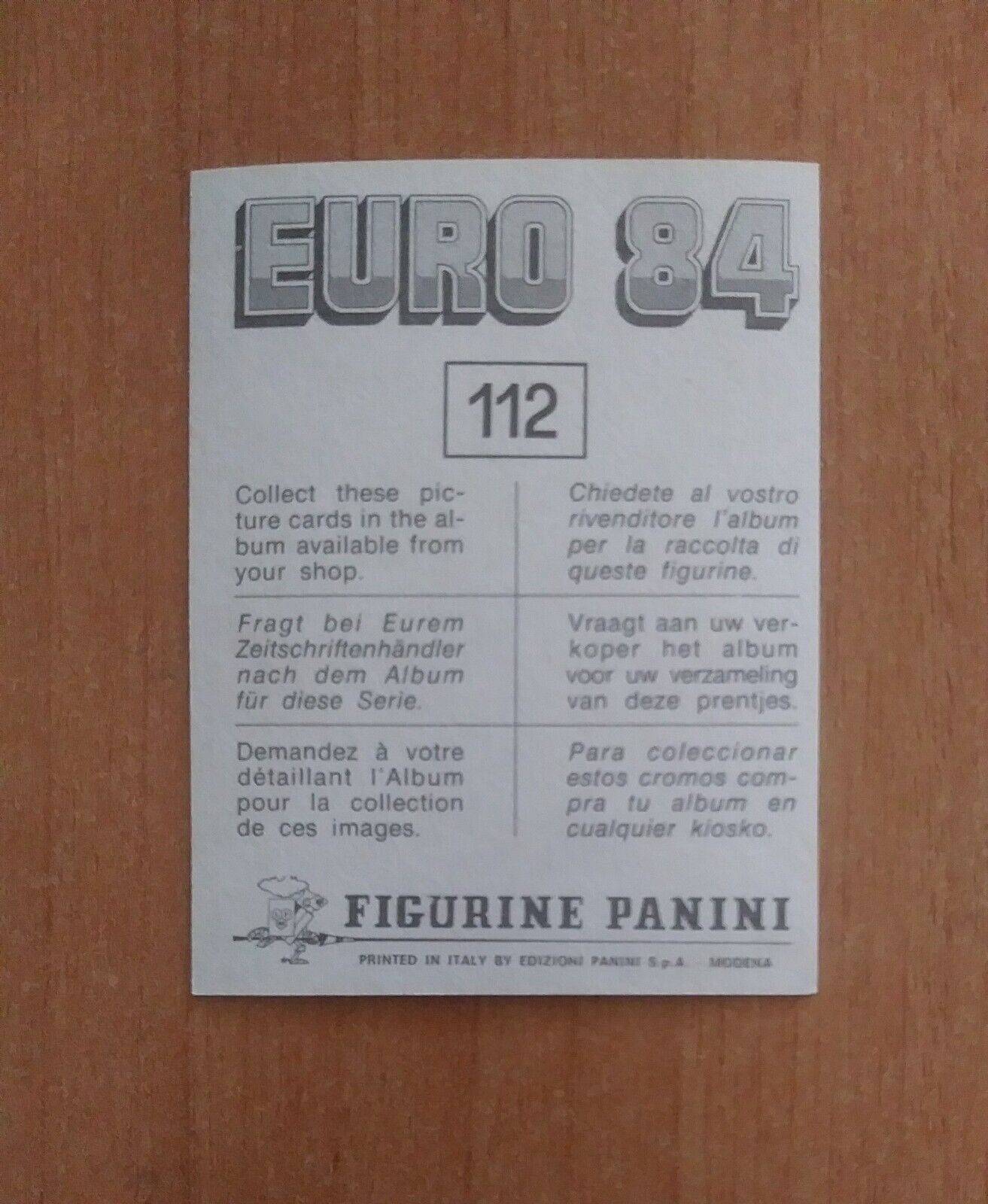 FIGURINE CALCIATORI PANINI EURO 84 (N. 1-127) SCEGLI DAL MENU A TENDINA