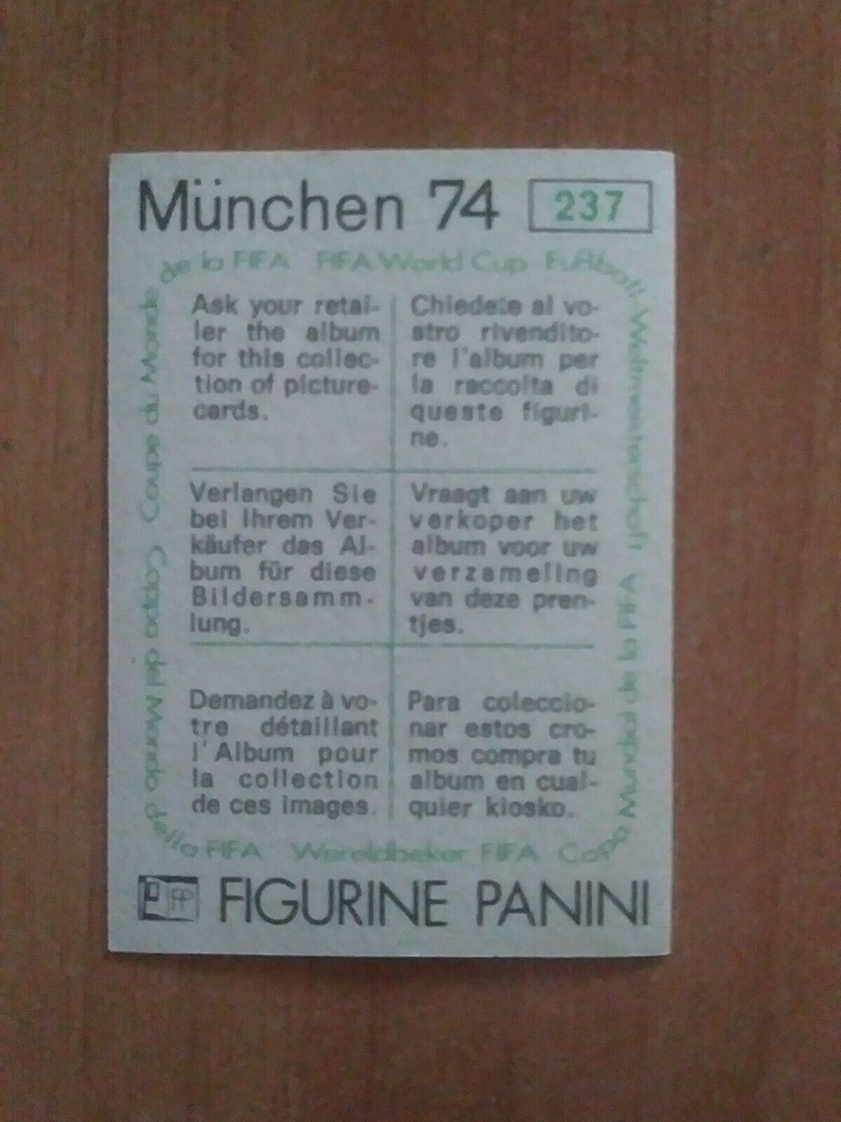 FIGURINE CALCIATORI PANINI MUNCHEN 74 (N. 1-269) SCEGLI DAL MENU A TENDINA