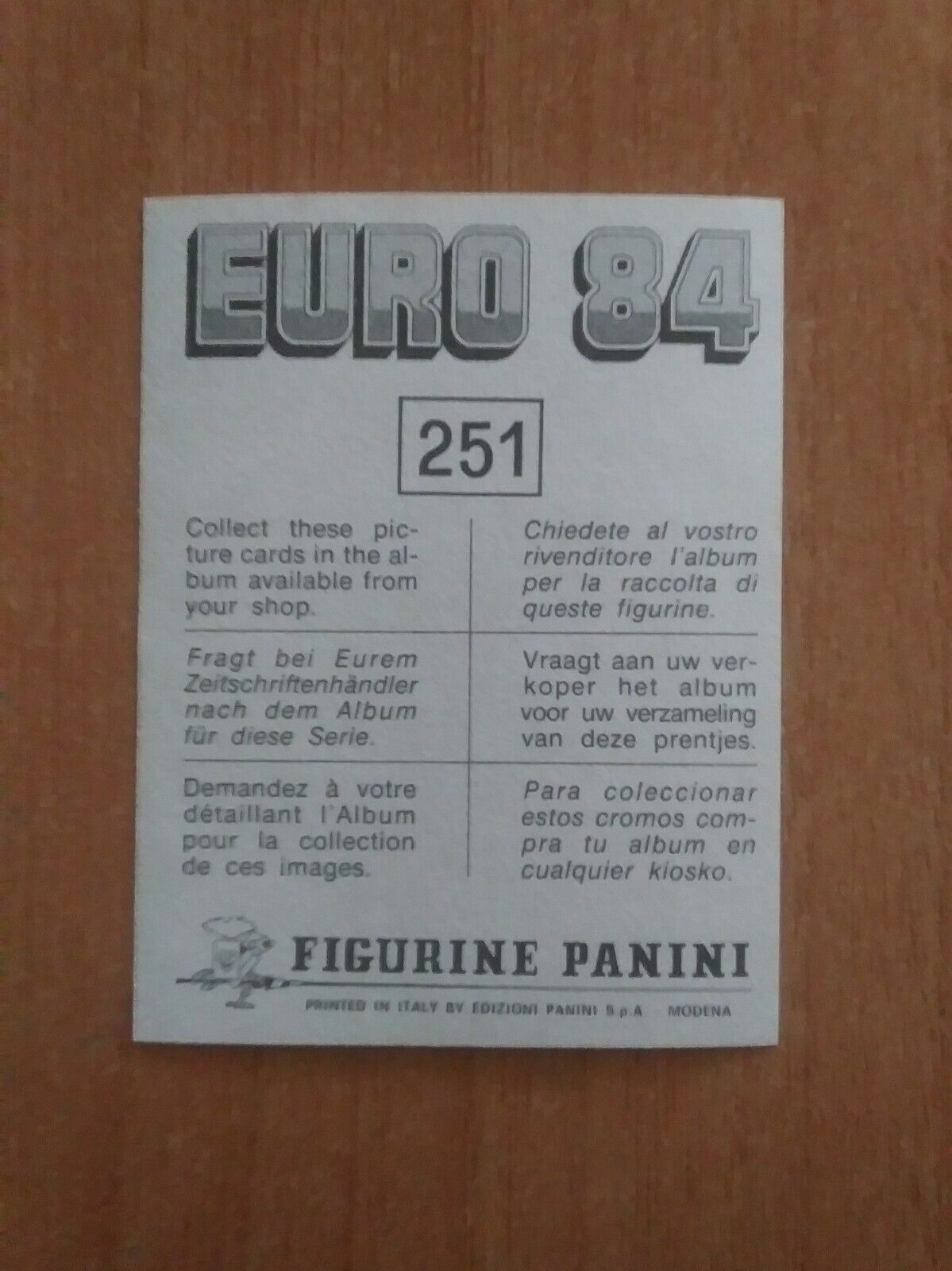 FIGURINE CALCIATORI PANINI EURO 84 (N. 126-258) SCEGLI DAL MENU A TENDINA