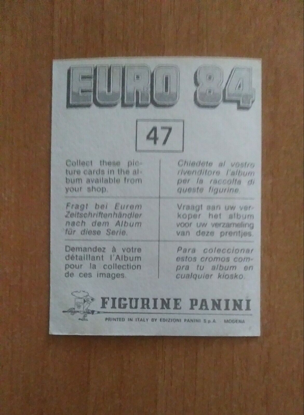 FIGURINE CALCIATORI PANINI EURO 84 (N. 1-127) SCEGLI DAL MENU A TENDINA