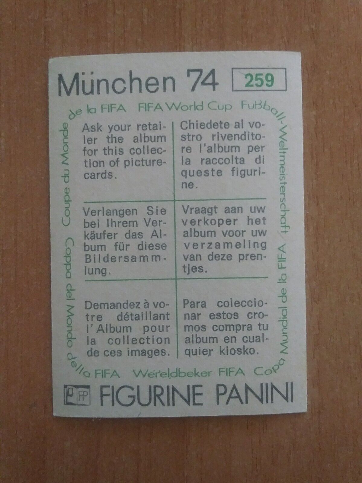 FIGURINE CALCIATORI PANINI MUNCHEN 74 (N. 1-269) SCEGLI DAL MENU A TENDINA