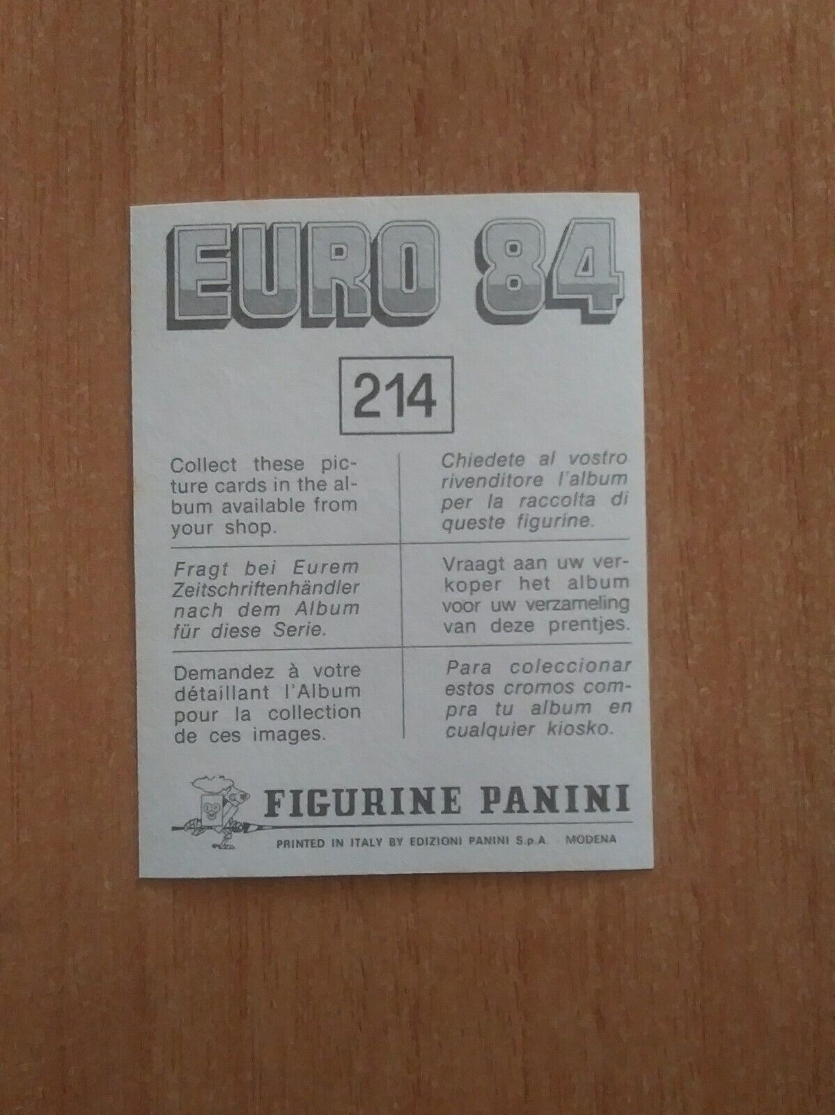 FIGURINE CALCIATORI PANINI EURO 84 (N. 126-258) SCEGLI DAL MENU A TENDINA