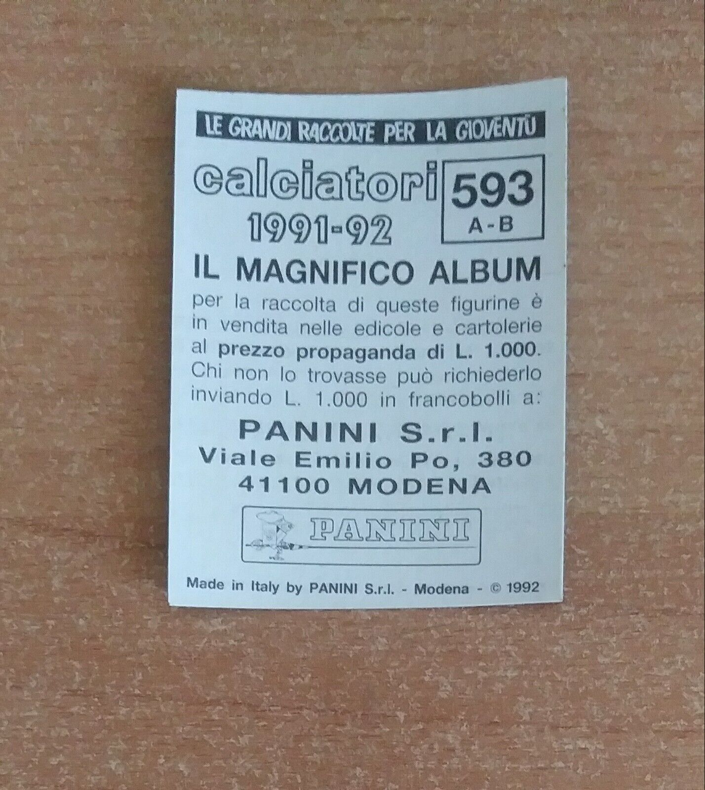 FIGURINE CALCIATORI PANINI 1991-1992 (N. 384-614) SCEGLI DAL MENU A TENDINA