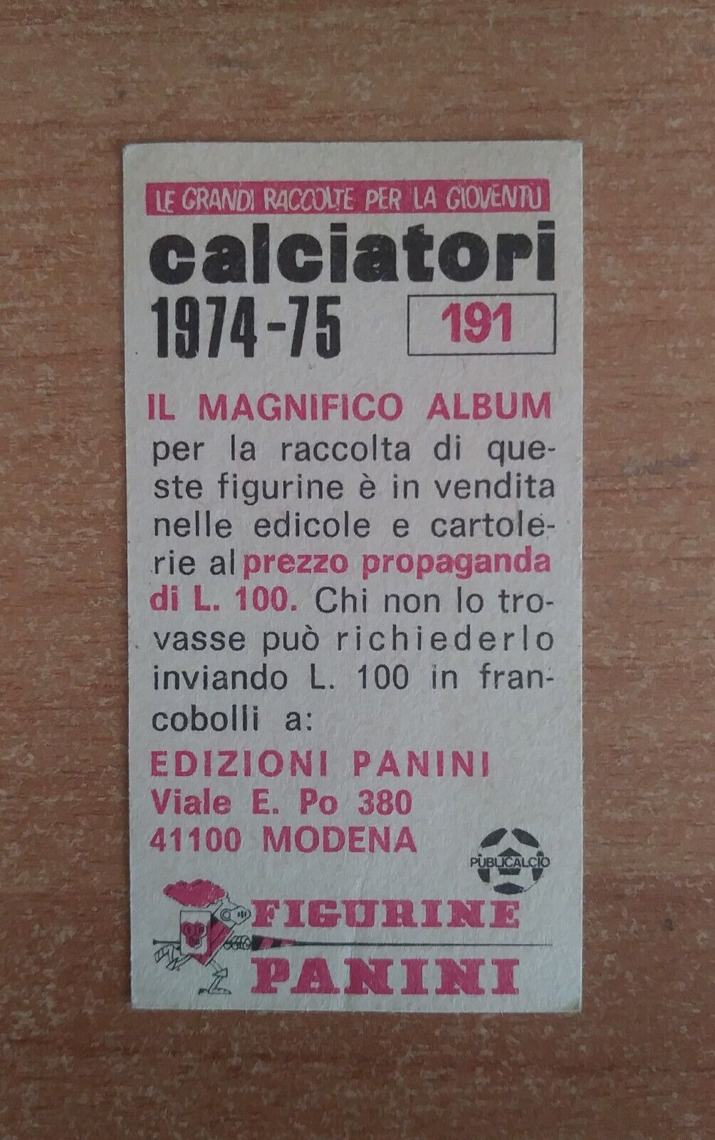 FIGURINE CALCIATORI PANINI 1974-1975 SCEGLI DAL MENU A TENDINA