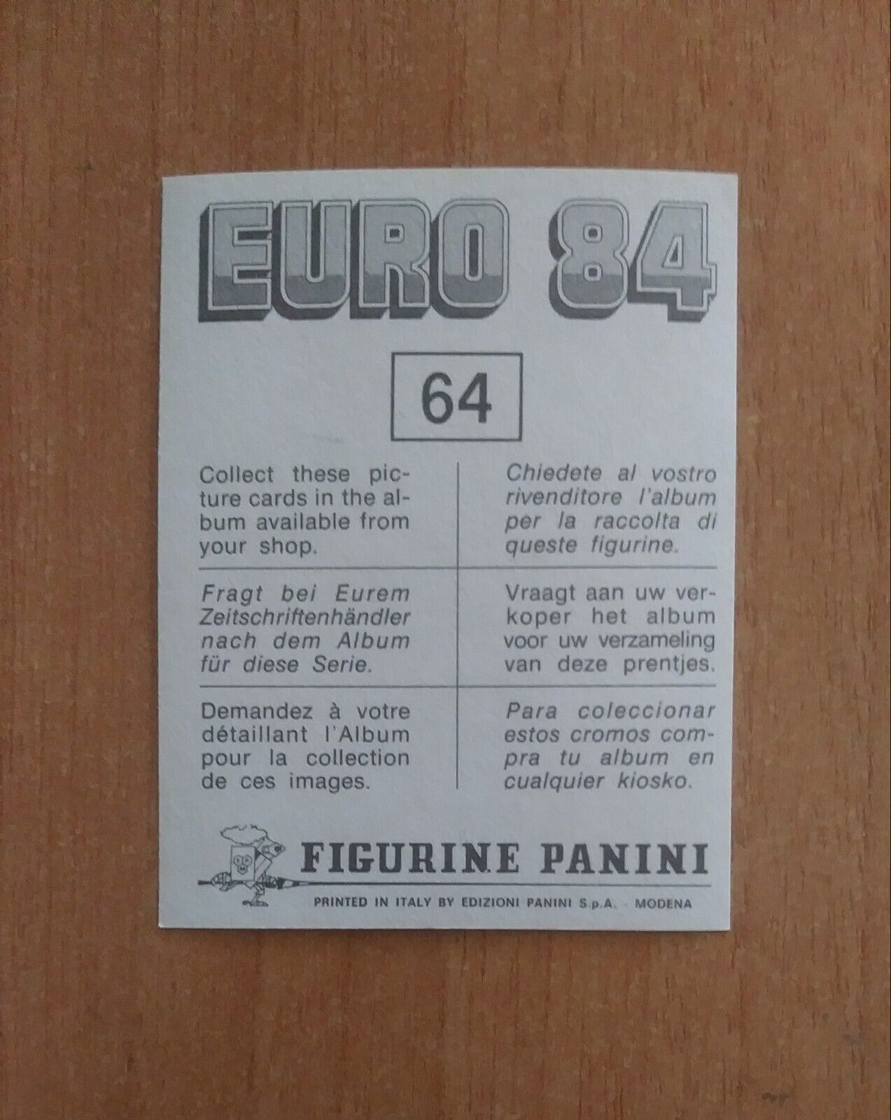 FIGURINE CALCIATORI PANINI EURO 84 (N. 1-127) SCEGLI DAL MENU A TENDINA