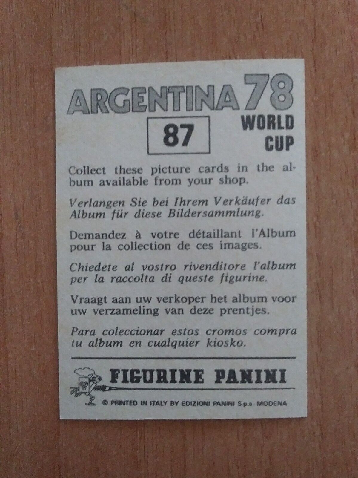 FIGURINE CALCIATORI PANINI ARGENTINA 78 (N. 1-204) SCEGLI DAL MENU A TENDINA