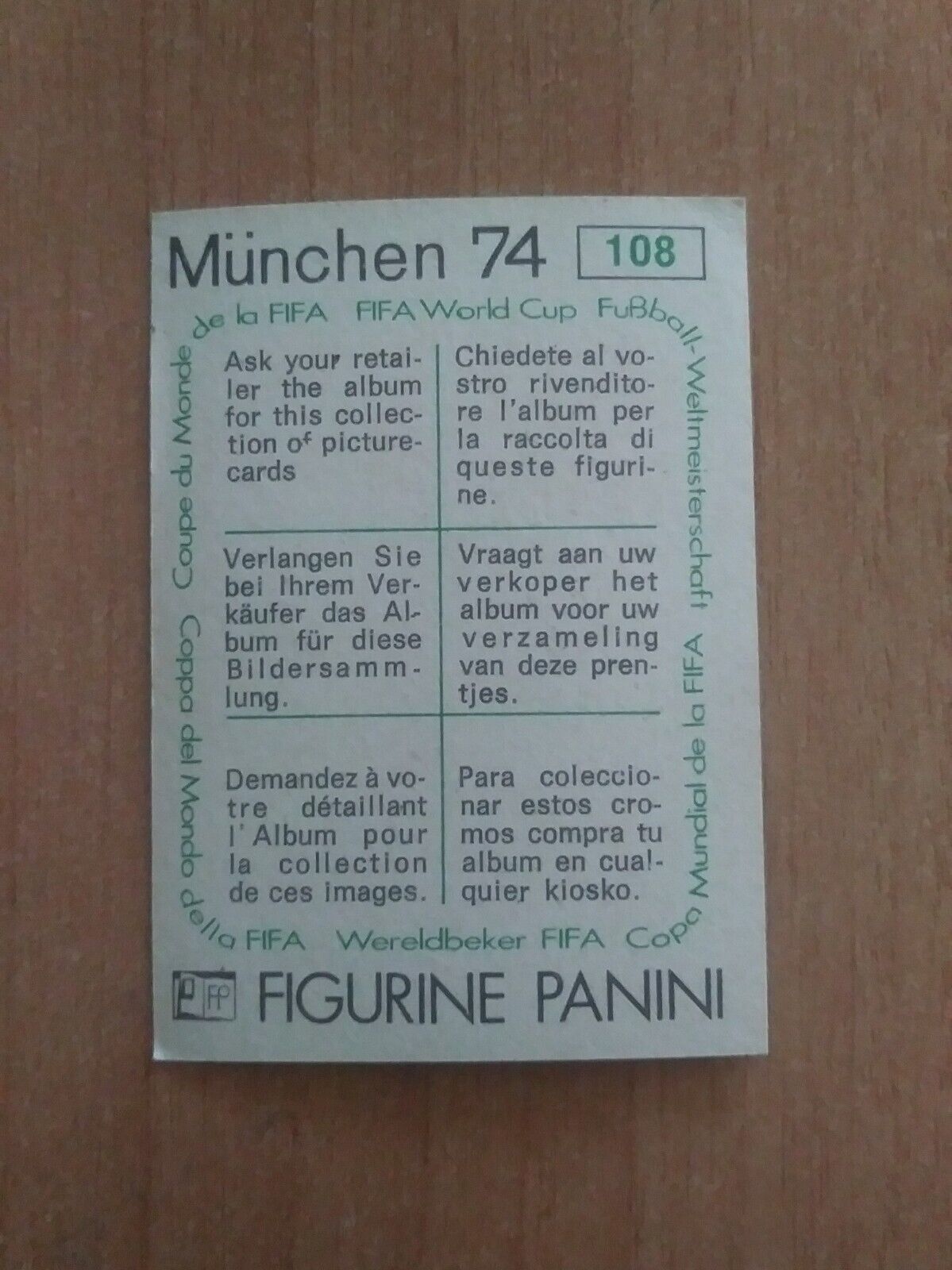 FIGURINE CALCIATORI PANINI MUNCHEN 74 (N. 1-269) SCEGLI DAL MENU A TENDINA