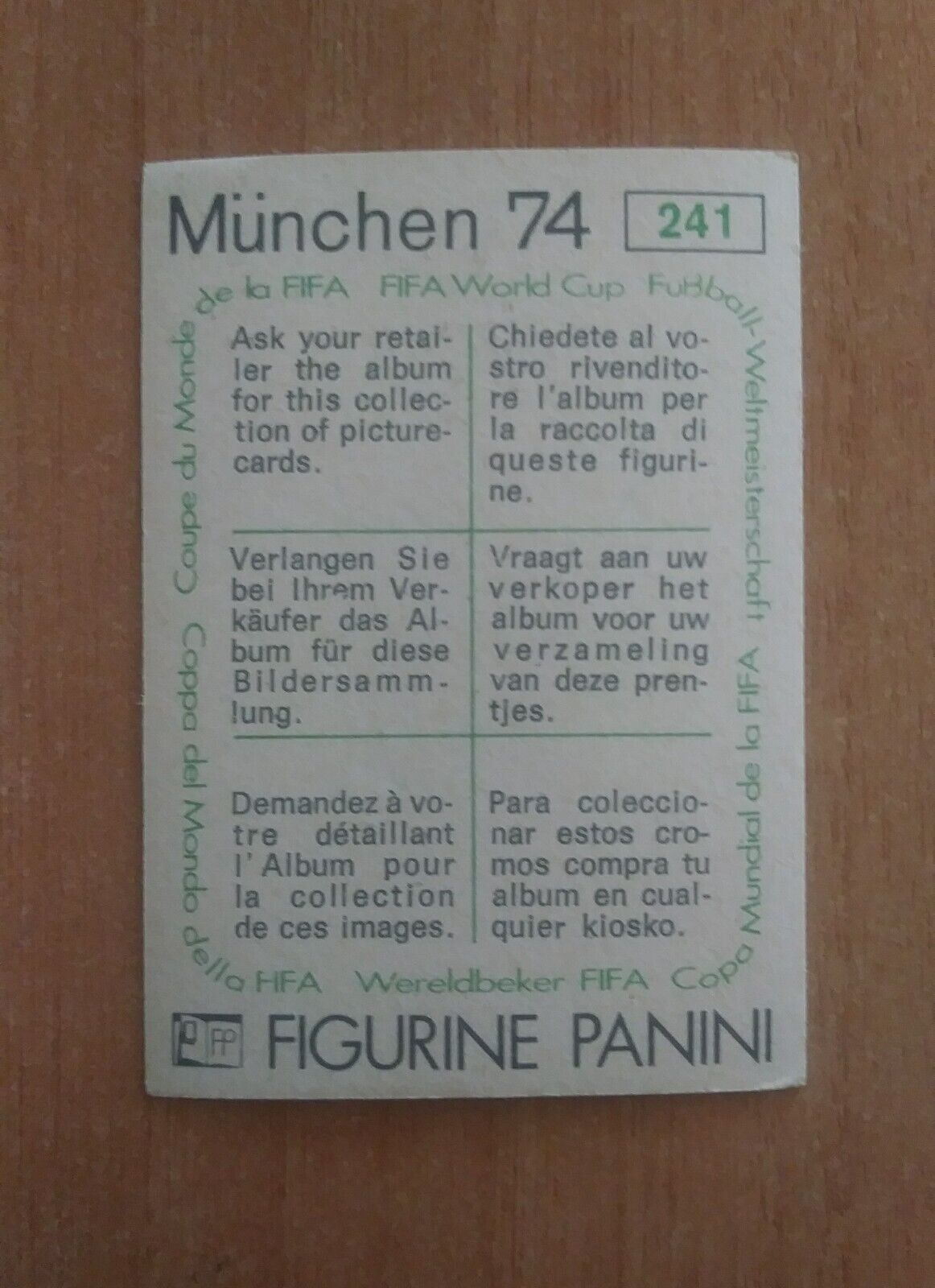 FIGURINE CALCIATORI PANINI MUNCHEN 74 (N. 1-269) SCEGLI DAL MENU A TENDINA