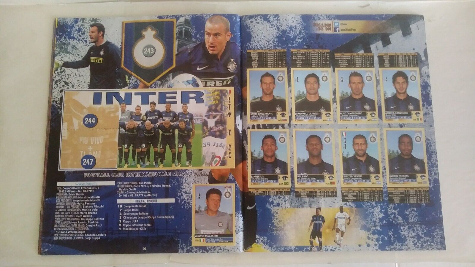 FIGURINA CALCIATORI PANINI 2013/14 INTER JUAN JESUS n°255 ALBUM 2014 FIGURINA CALCIATORI PANINI 2013/14 INTER JUAN JESUS n°255 ALBUM 2014