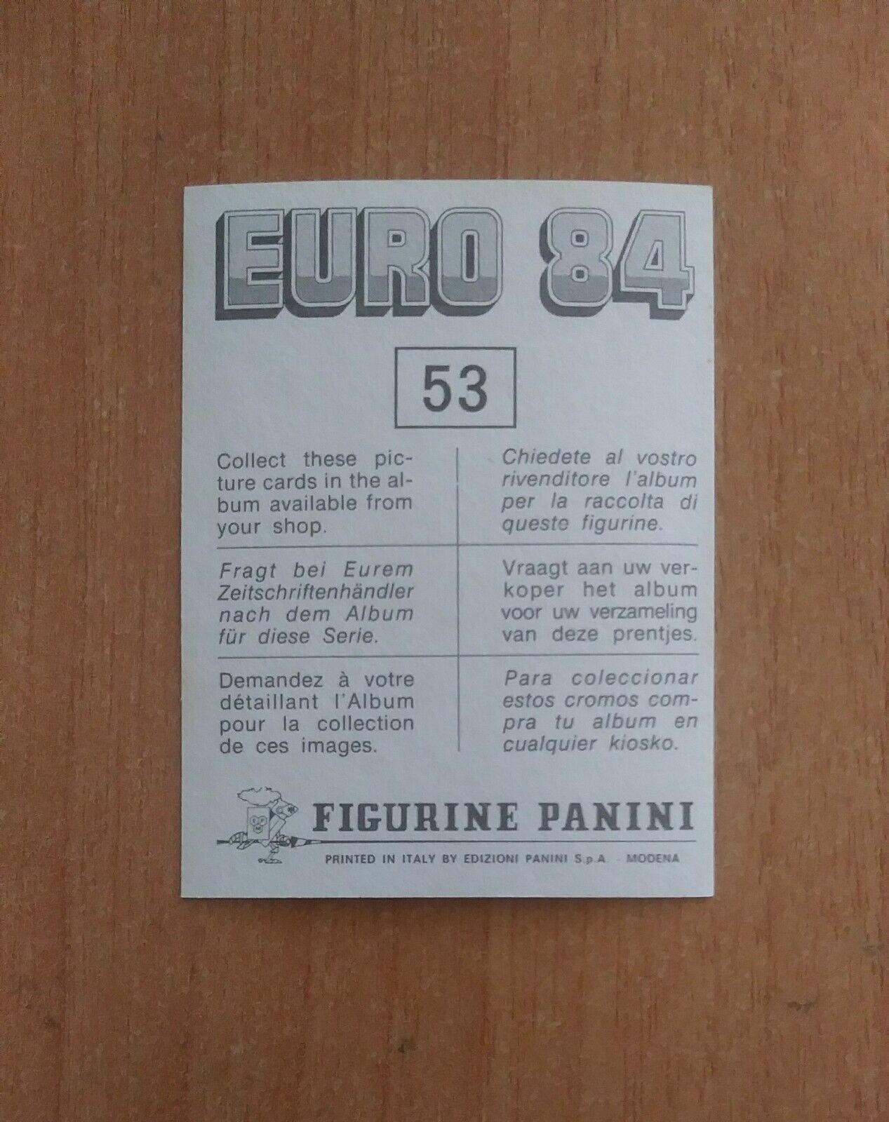 FIGURINE CALCIATORI PANINI EURO 84 (N. 1-127) SCEGLI DAL MENU A TENDINA