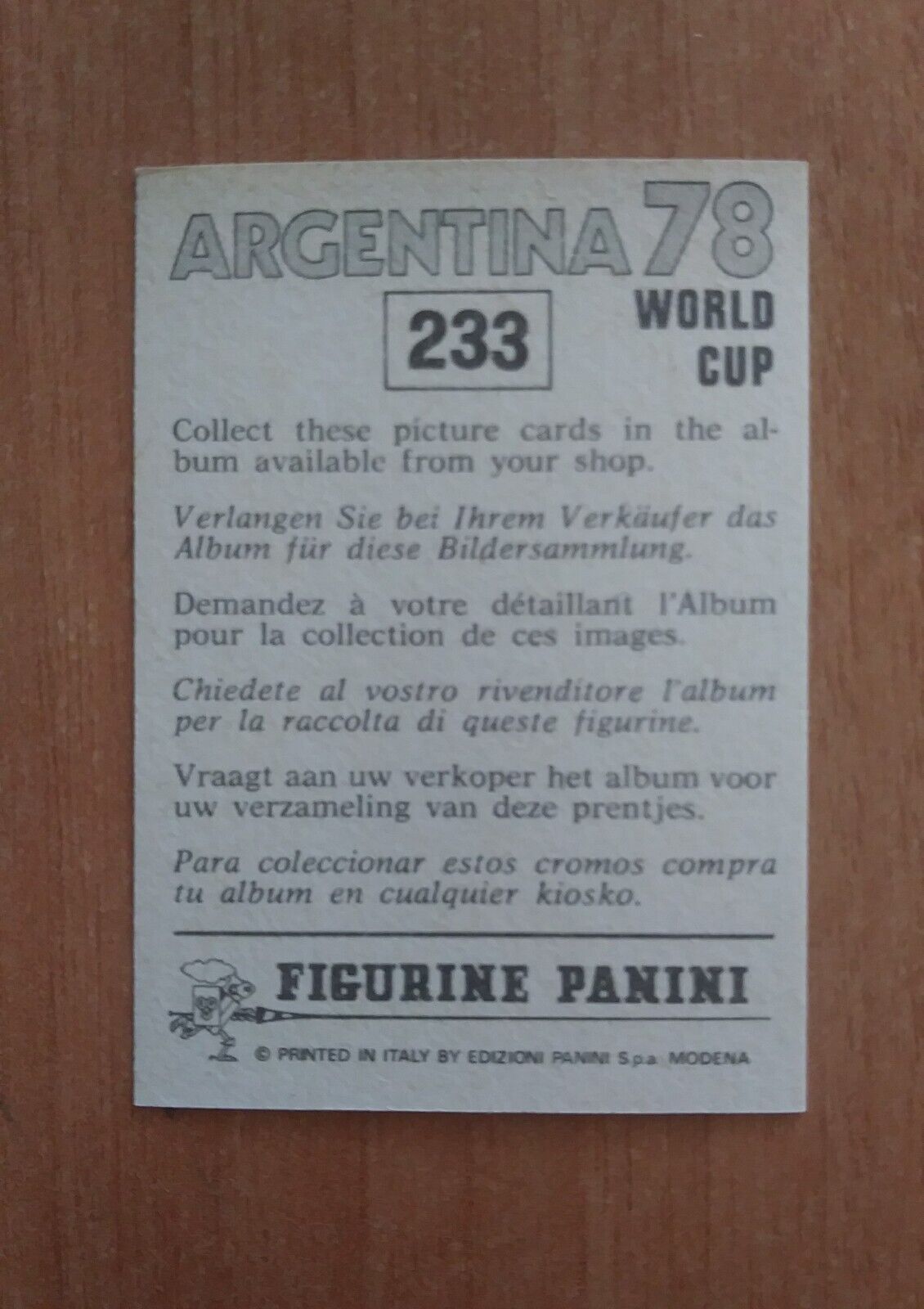 FIGURINE CALCIATORI PANINI ARGENTINA 78 (N. 205-400) SCEGLI DAL MENU A TENDINA