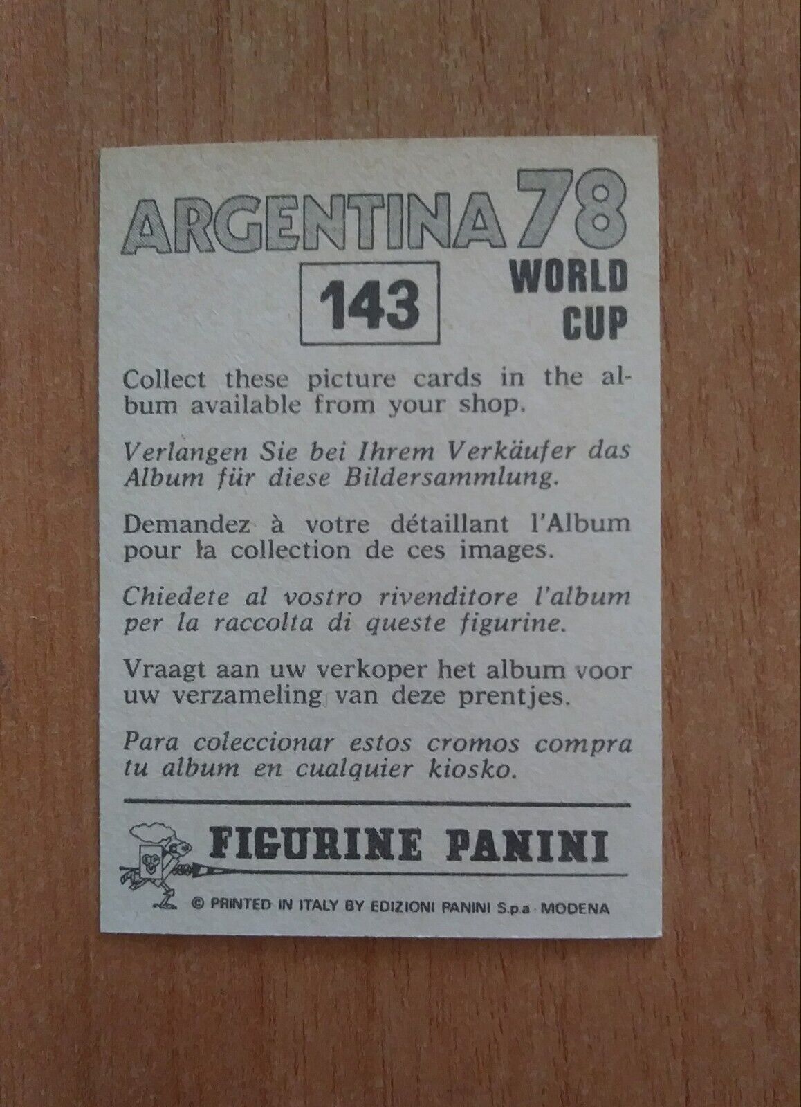 FIGURINE CALCIATORI PANINI ARGENTINA 78 (N. 1-204) SCEGLI DAL MENU A TENDINA