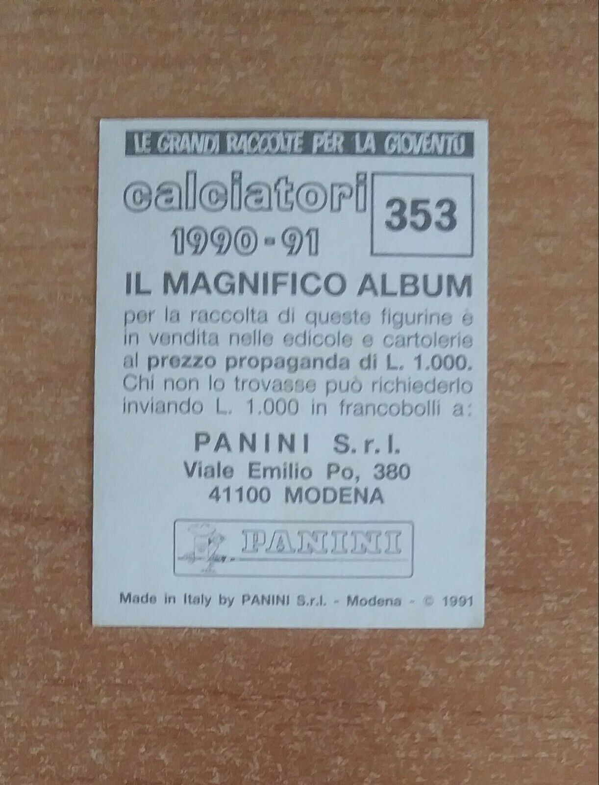 FIGURINE CALCIATORI PANINI 1990-1991 (N. 345-545) SCEGLI DAL MENU A TENDINA