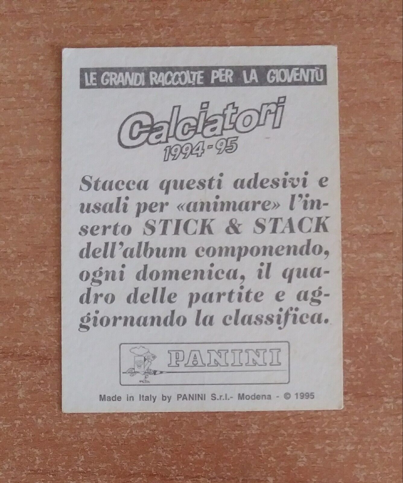 FIGURINE CALCIATORI PANINI 1994-1995 SCEGLI DAL MENU A TENDINA