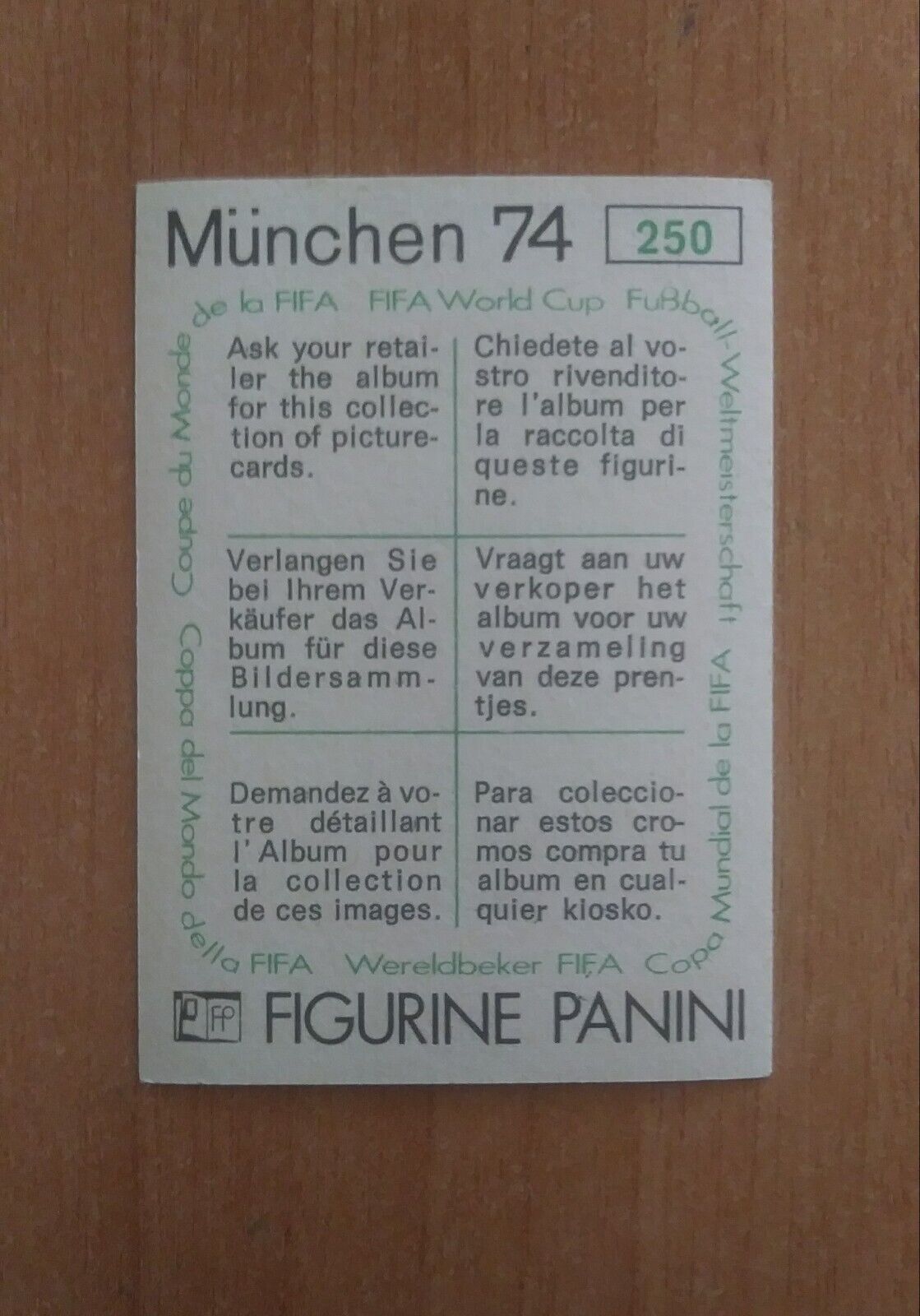 FIGURINE CALCIATORI PANINI MUNCHEN 74 (N. 1-269) SCEGLI DAL MENU A TENDINA