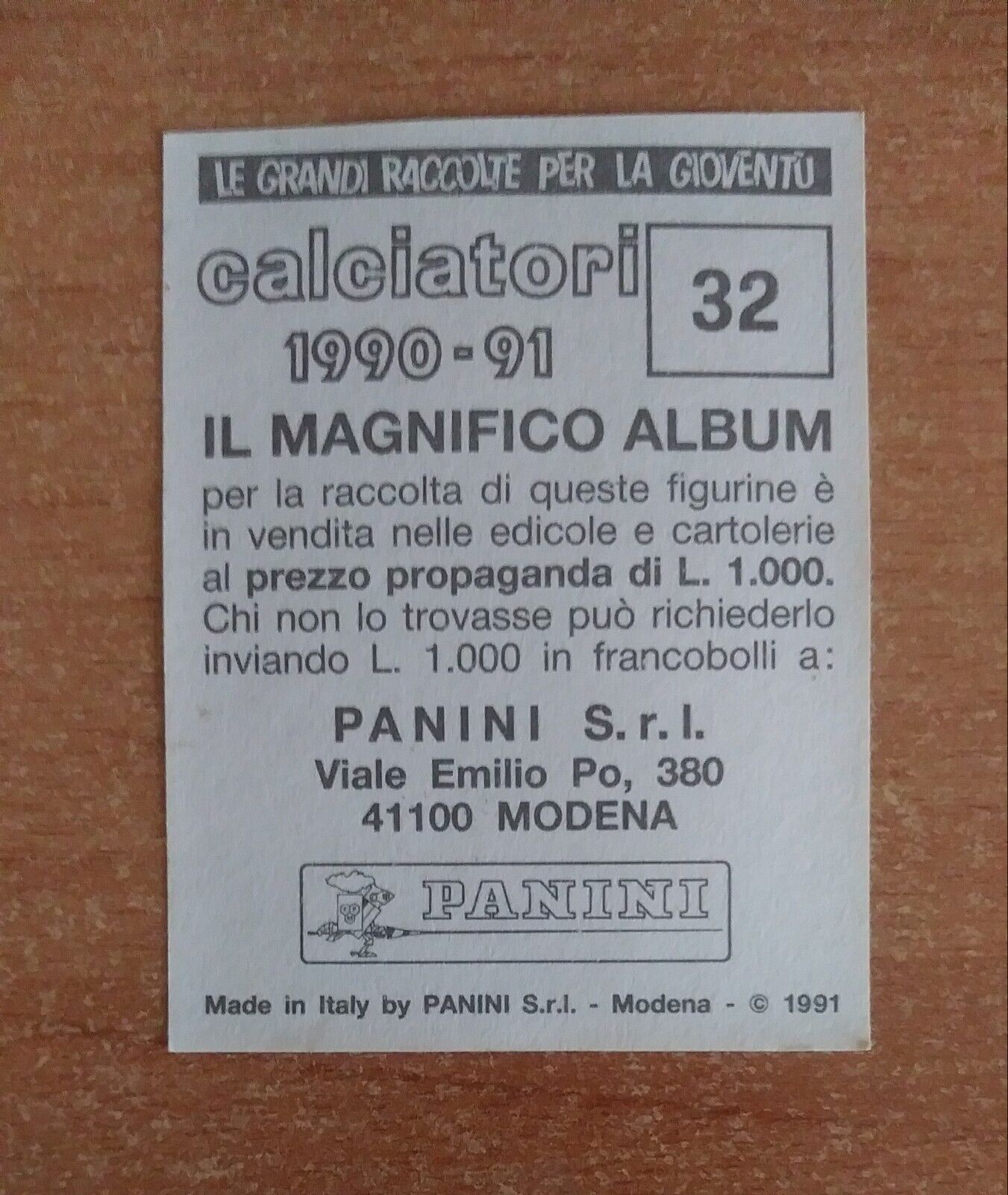 FIGURINE CALCIATORI PANINI 1990-1991 (N. 1-339) SCEGLI DAL MENU A TENDINA