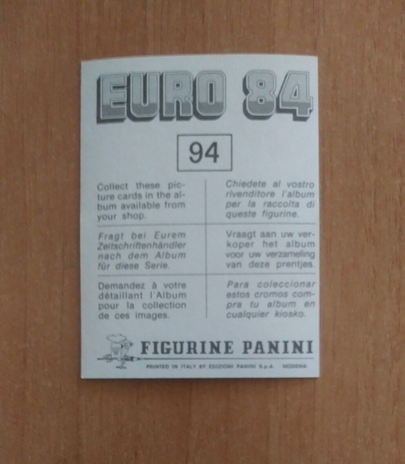 FIGURINE CALCIATORI PANINI EURO 84 (N. 1-127) SCEGLI DAL MENU A TENDINA