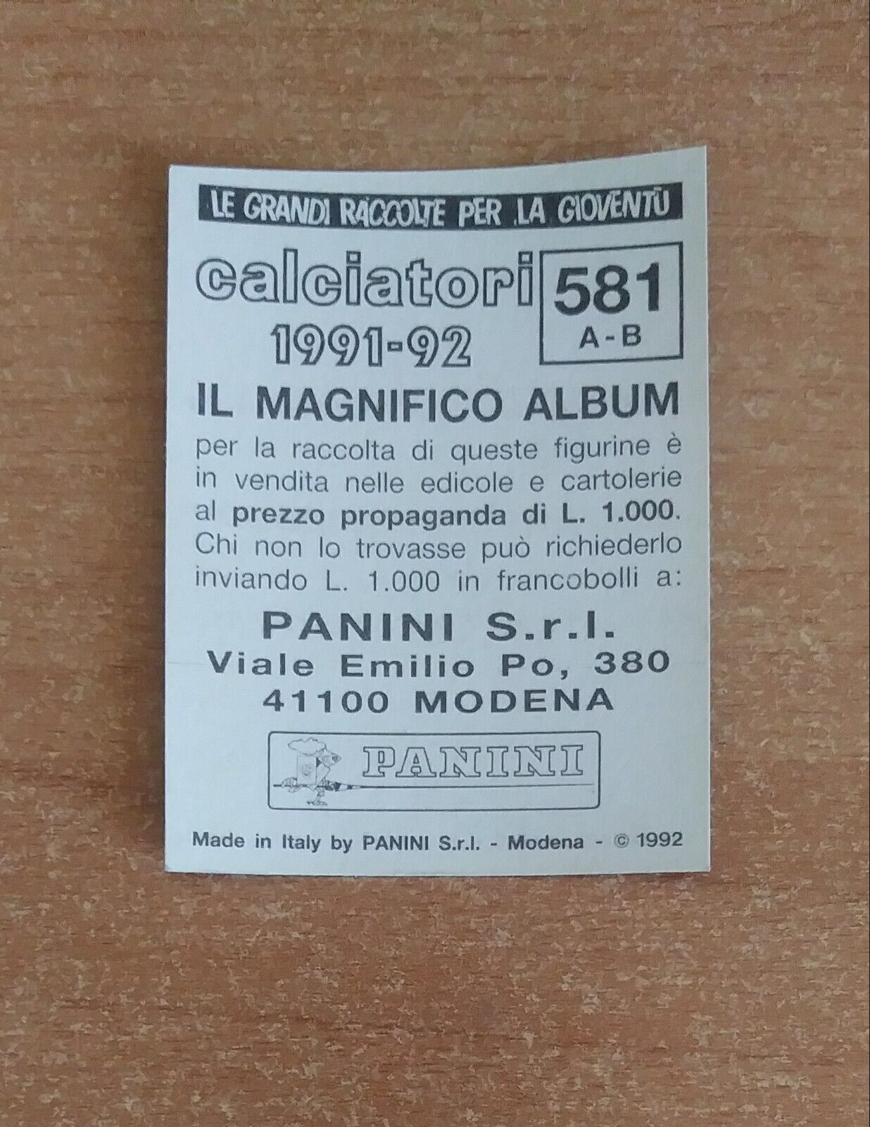 FIGURINE CALCIATORI PANINI 1991-1992 (N. 384-614) SCEGLI DAL MENU A TENDINA