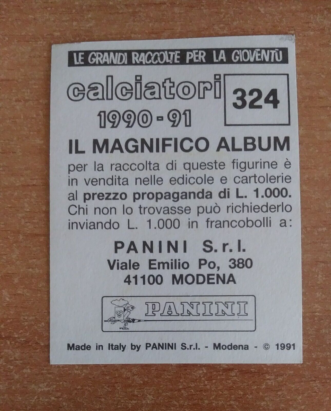 FIGURINE CALCIATORI PANINI 1990-1991 (N. 1-339) SCEGLI DAL MENU A TENDINA