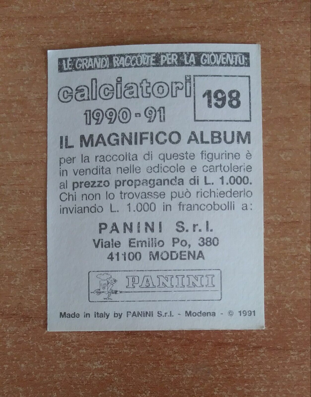 FIGURINE CALCIATORI PANINI 1990-1991 (N. 1-339) SCEGLI DAL MENU A TENDINA