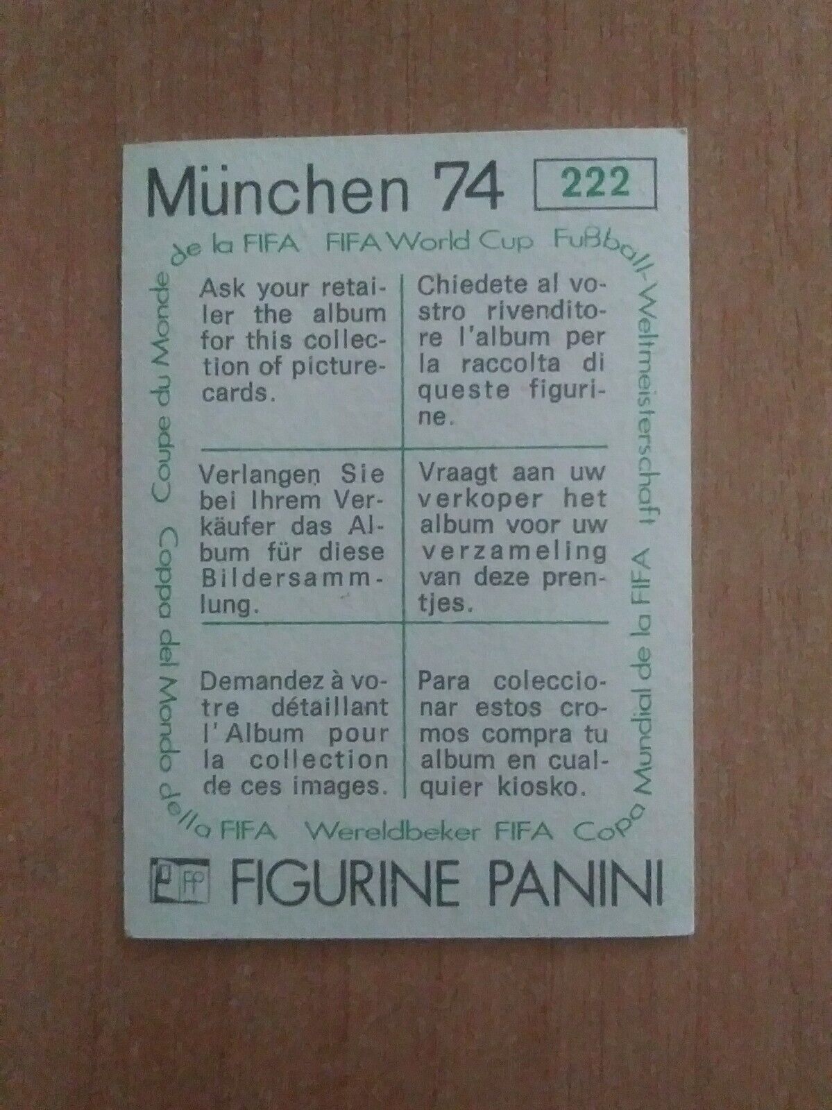 FIGURINE CALCIATORI PANINI MUNCHEN 74 (N. 1-269) SCEGLI DAL MENU A TENDINA