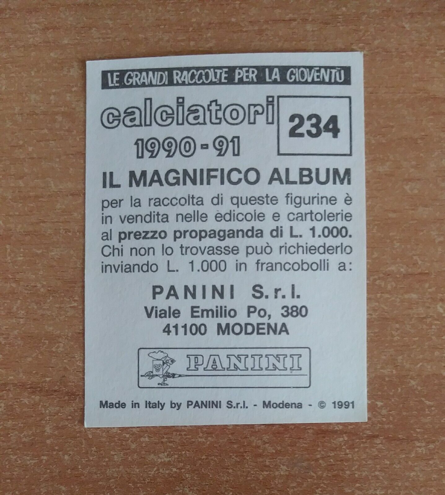 FIGURINE CALCIATORI PANINI 1990-1991 (N. 1-339) SCEGLI DAL MENU A TENDINA