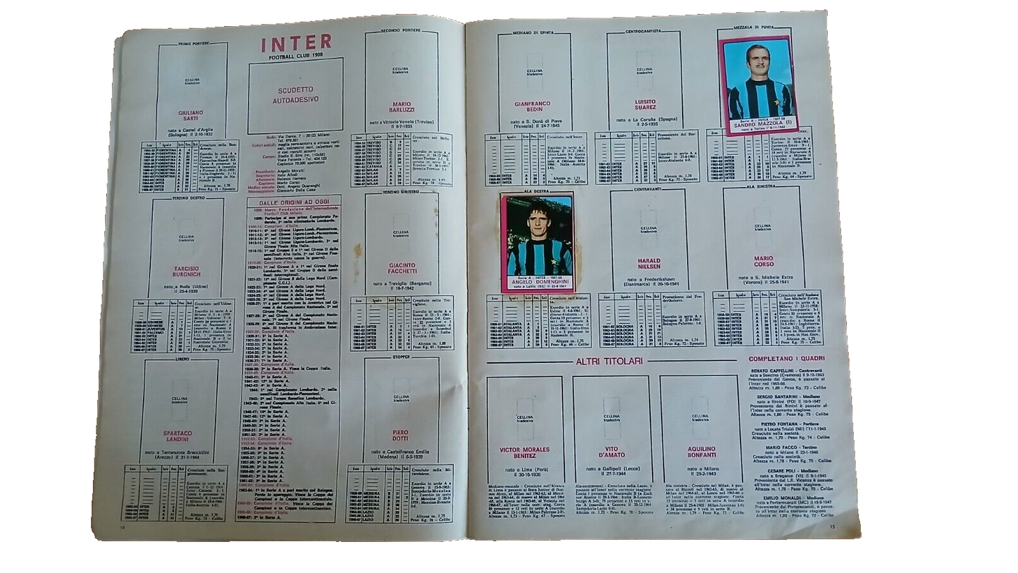 ALBUM CALCIATORI PANINI 1967-68