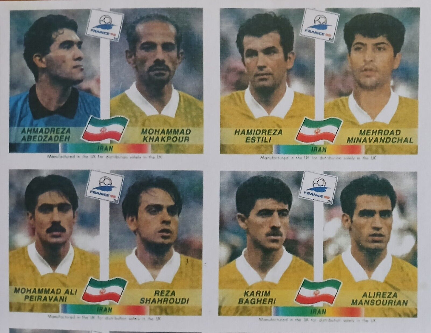 SET COMPLETO FIGURINE - FULL STICKERS SET CALCIATORI PANINI "IRAN" FRANCIA 98