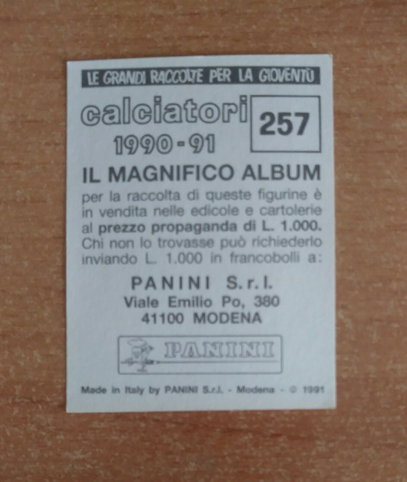 FIGURINE CALCIATORI PANINI 1990-1991 (N. 1-339) SCEGLI DAL MENU A TENDINA