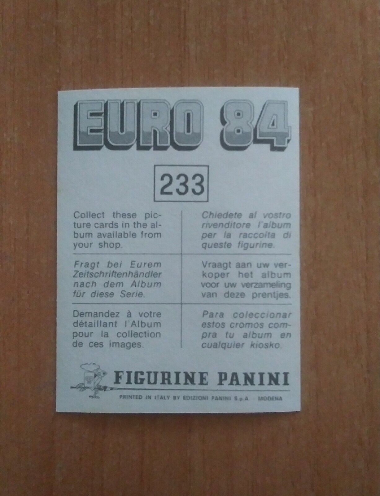 FIGURINE CALCIATORI PANINI EURO 84 (N. 126-258) SCEGLI DAL MENU A TENDINA